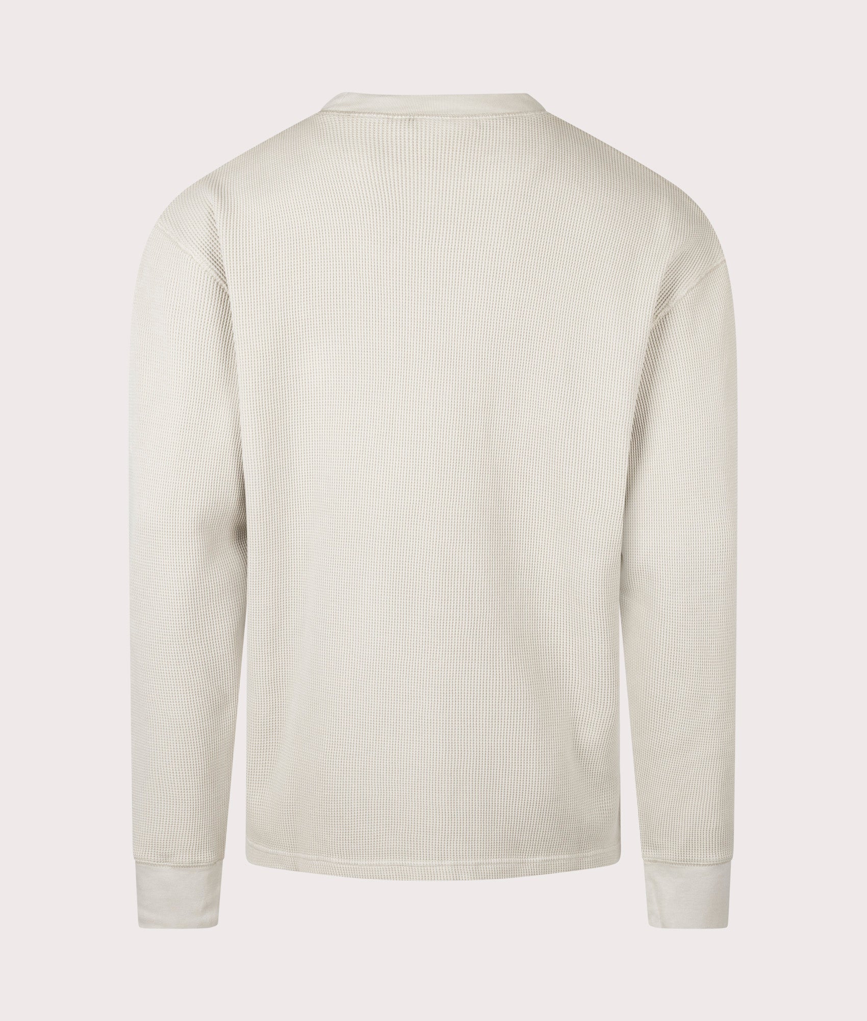 Carhartt WIP Long Sleeve Vista Waffle T-Shirt in Fleur De Sel at EQVVS Menswear. Back shot.