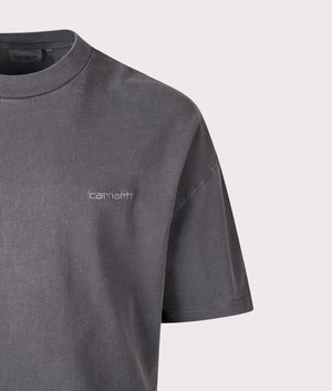 Carhartt Benton T-Shirt in Graphite at EQVVS Menswear. Detail shot. 