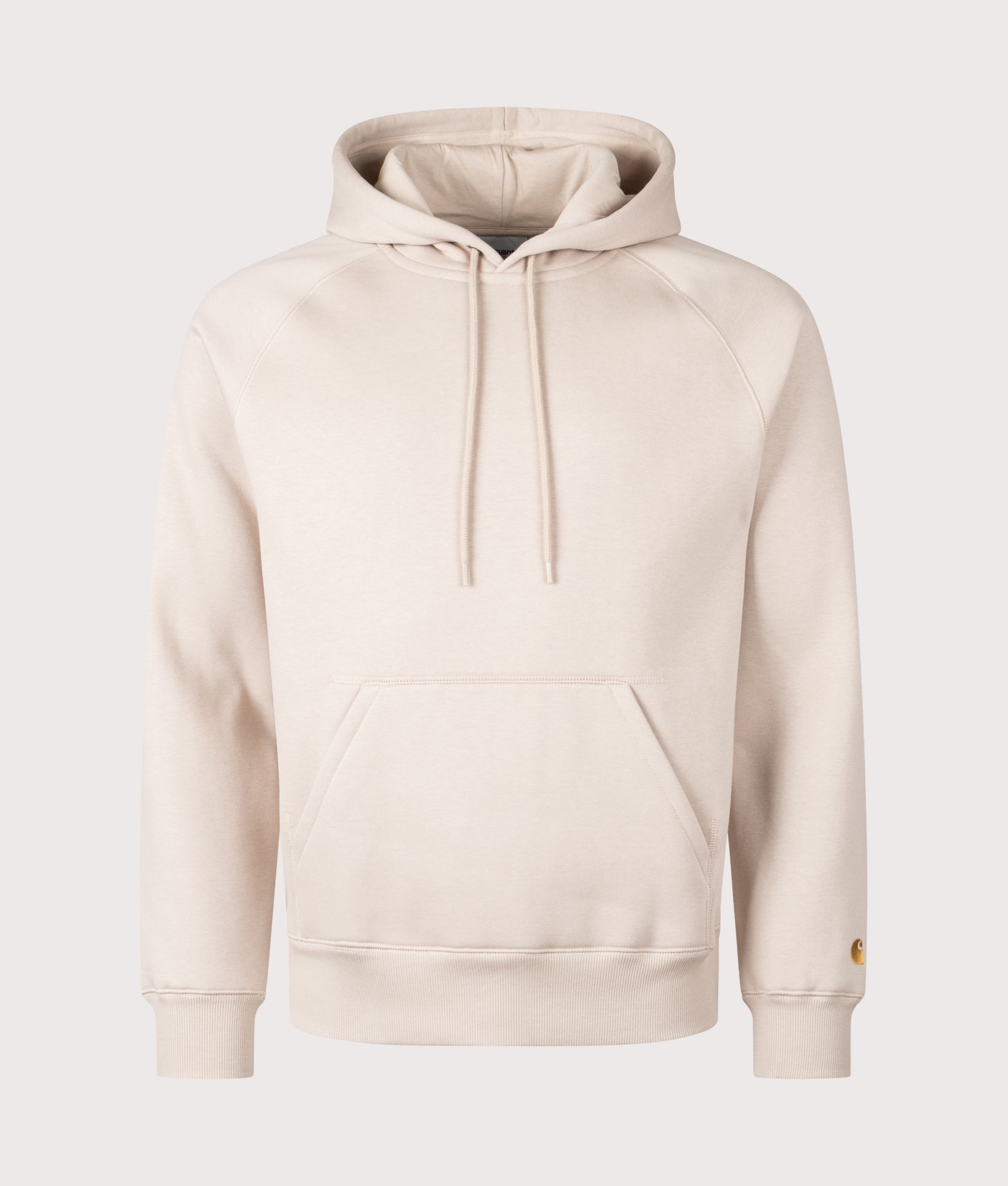 Carhartt WIP Chase Hoodie in Fleur De Sel and Gold at EQVVS Menswear. Front shot.