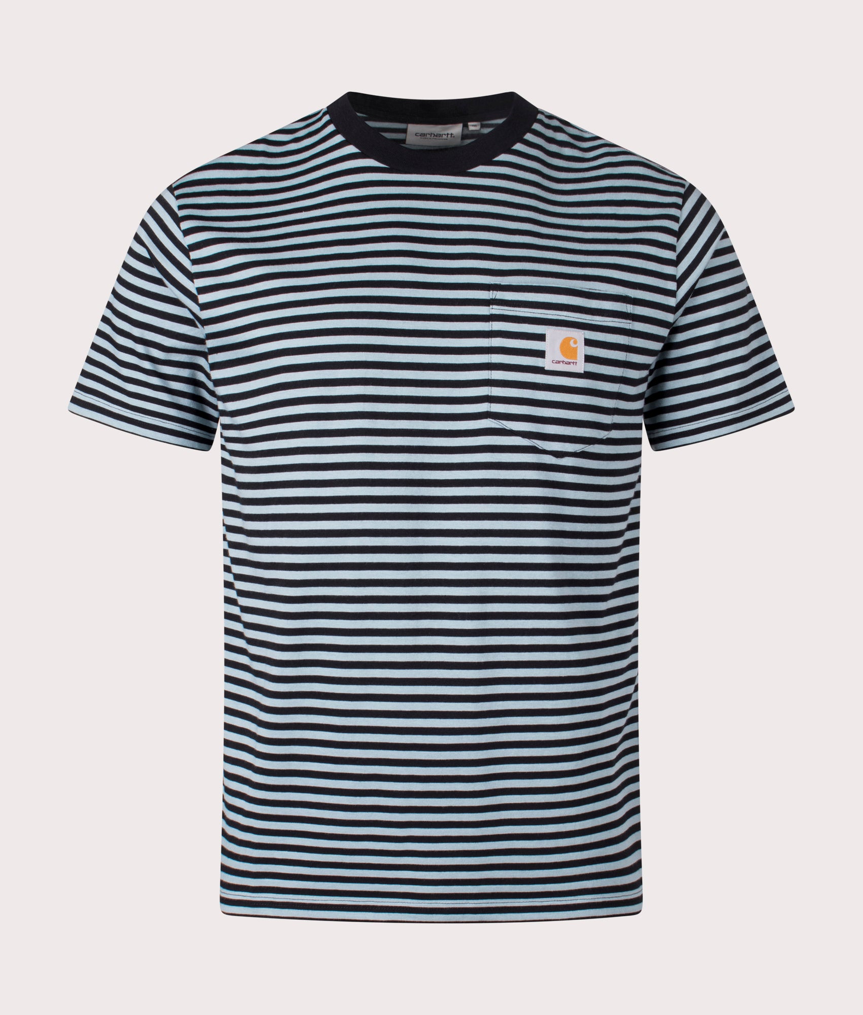 Verner Pocket T-Shirt in Verner Stripe/Black/Citadel | 100% Cotton | Carhartt WIP | EQVVS | Front shot 