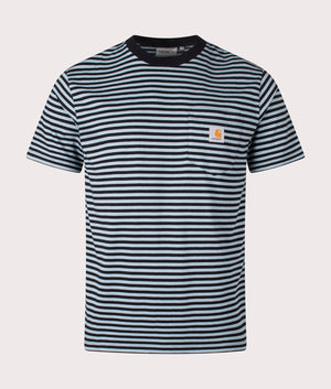 Verner Pocket T-Shirt in Verner Stripe/Black/Citadel | 100% Cotton | Carhartt WIP | EQVVS | Front shot 