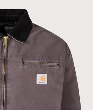 OG Detroit Jacket in Tobacco/Black Stone Canvas | 100% Organic Cotton | Carhartt WIP | EQVVS | Front detail shot 