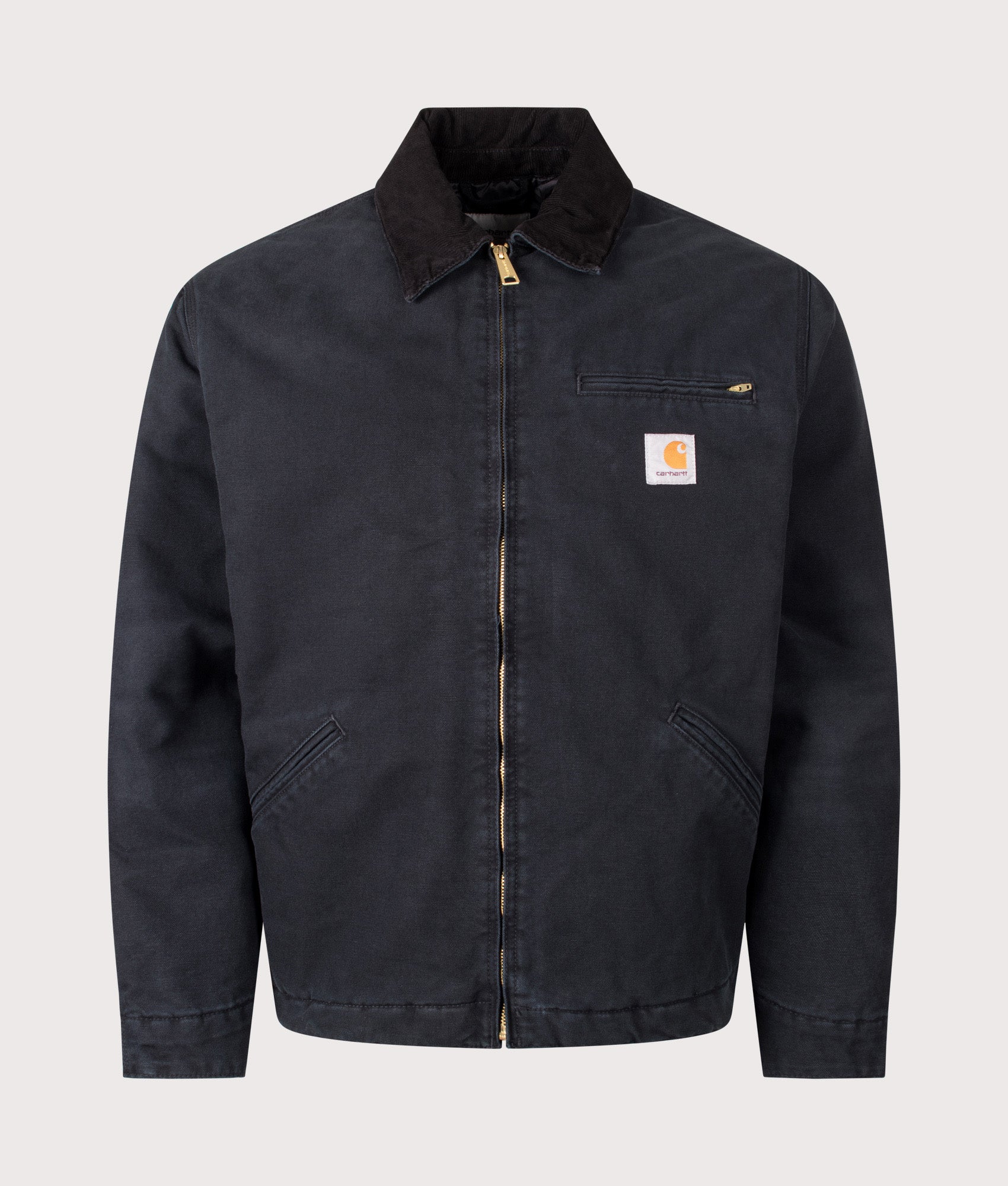 Carhartt WIP Loose Fit OG Detroit Jacket in Black at EQVVS Menswear. Front shot.