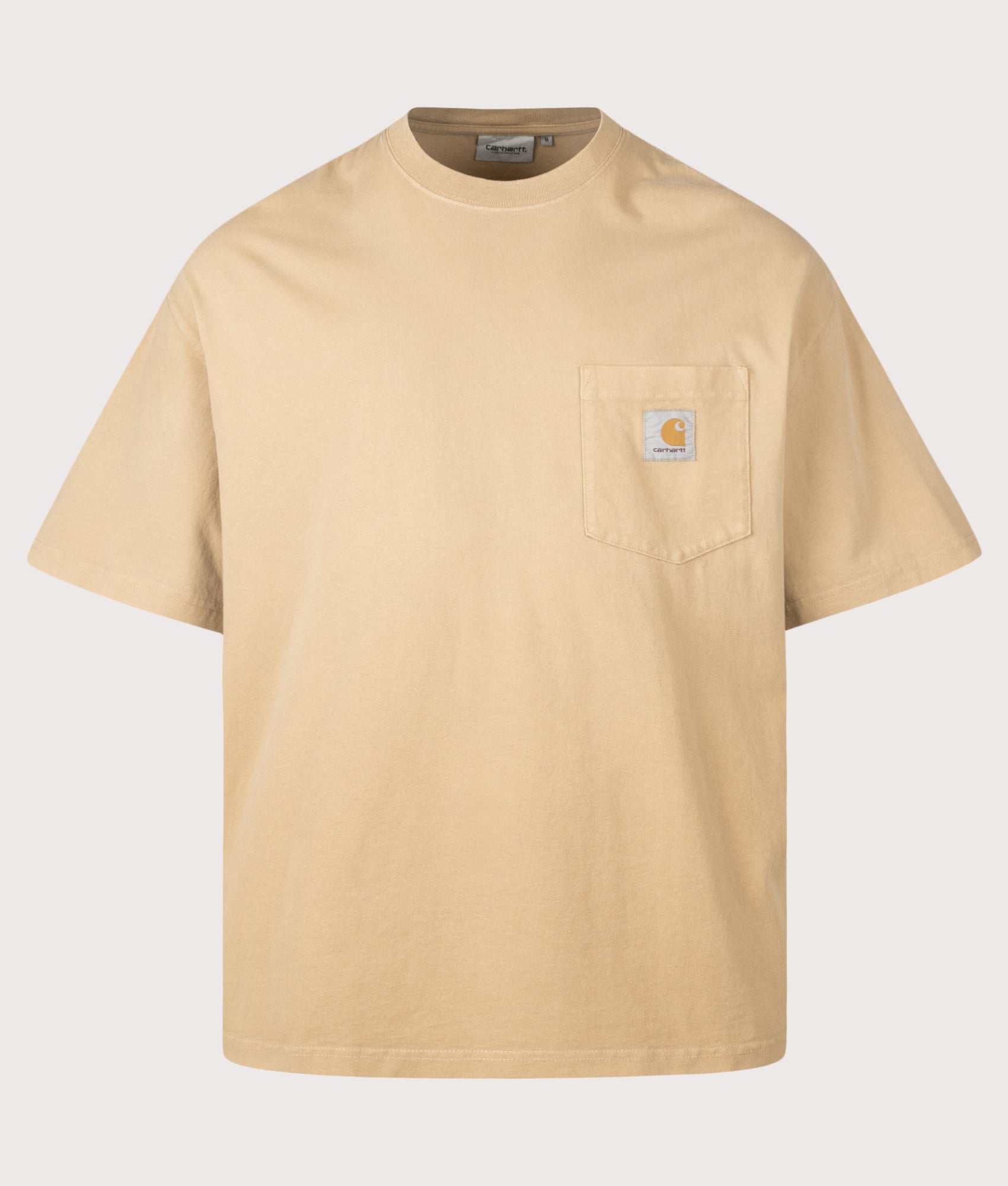 Carhartt WIP Boxy Loose Fit Hudson Pocket T-Shirt in Dusty H Brown at EQVVS Menswear. Front shot.