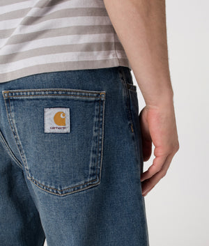 Relaxed Fit Newel Jeans in 014L Blue. 100% Cotton | Carhartt WIP | Shot at EQVVS | Detail shot