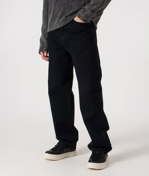 Relaxed Fit Aaron Pants in 01LF  Blue. 100% Cotton  | Carhartt WIP | Shot at EQVVS | Front angle shot