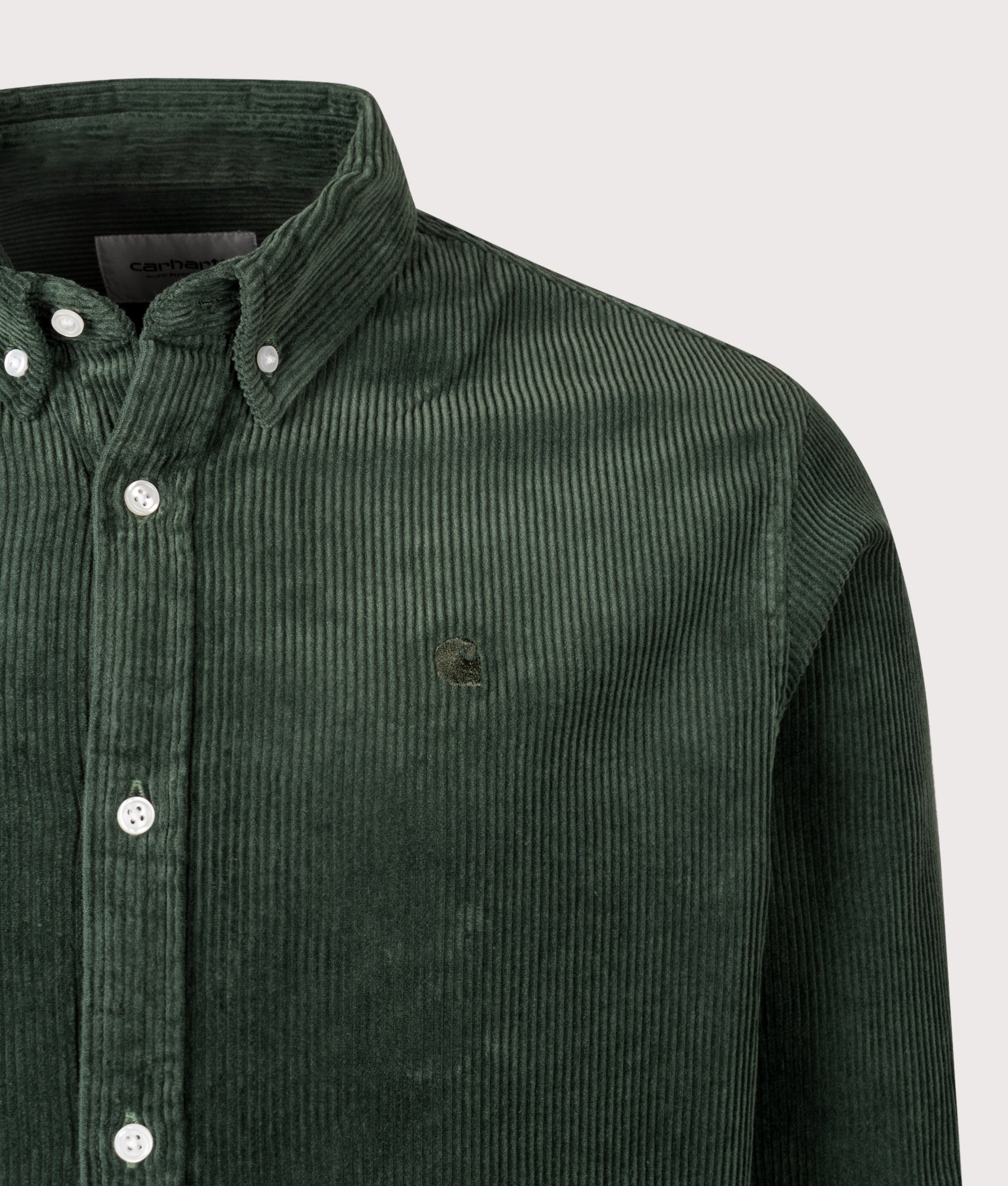 Relaxed Fit Madison Cord Shirt in Sycamore Tree | 100% Cotton | Carhartt WIP | EQVVS | Front detail shot 
