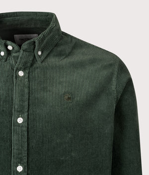 Relaxed Fit Madison Cord Shirt in Sycamore Tree | 100% Cotton | Carhartt WIP | EQVVS | Front detail shot 