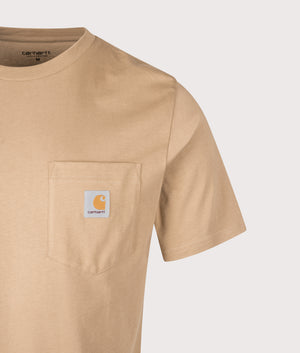 Relaxed Fit Pocket T-Shirt in Peanut. 100% Cotton | Carhartt WIP | EQVVS | Front detail shot 