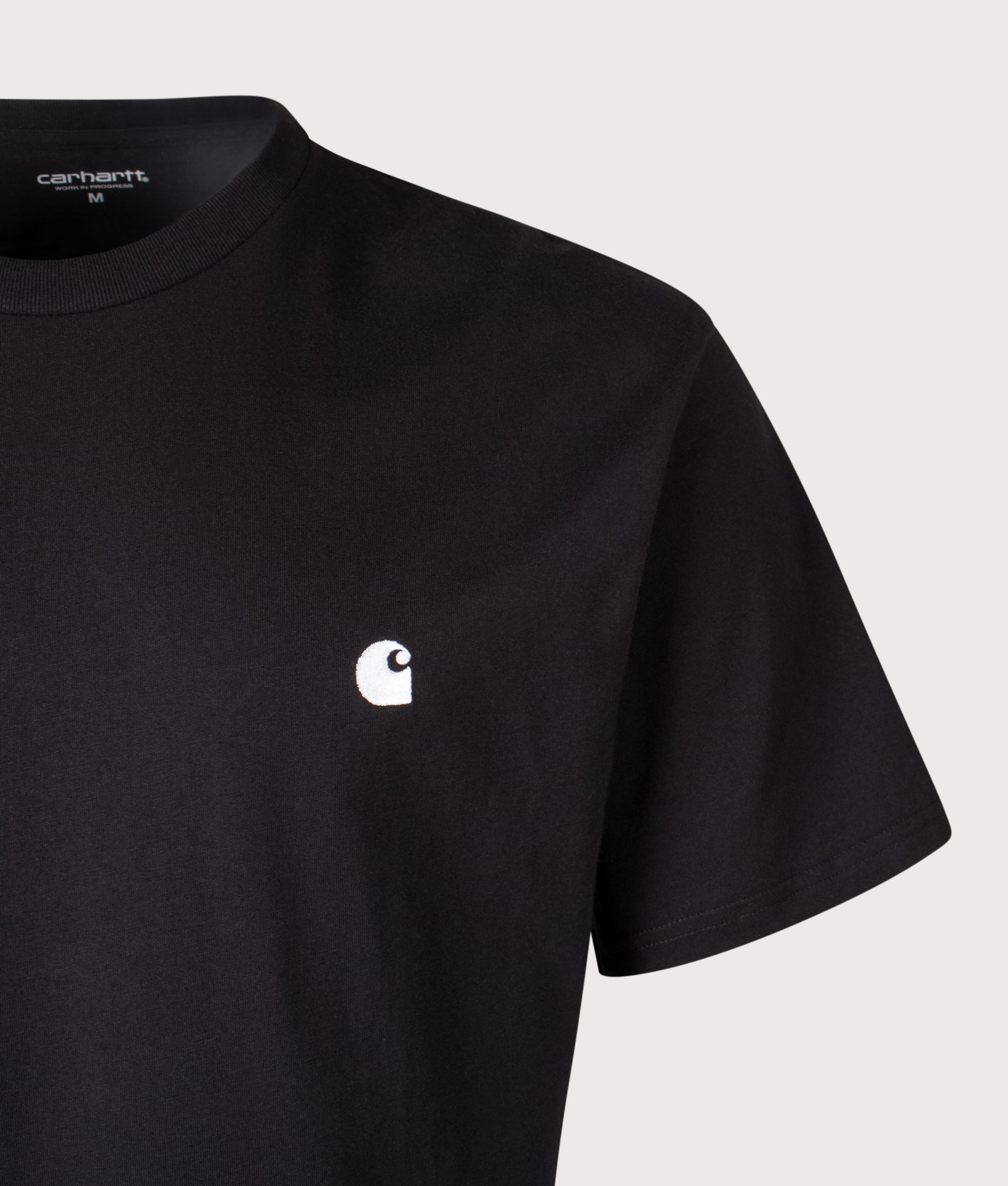 Relaxed Fit Madison T-Shirt in Black/Wax | 100% Organic Cotton | Carhartt WIP | EQVVS | Front detail shot 