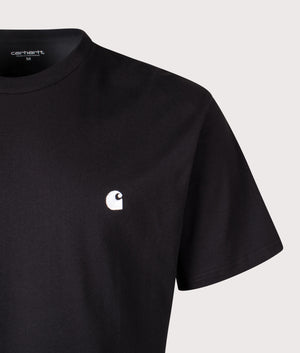 Relaxed Fit Madison T-Shirt in Black/Wax | 100% Organic Cotton | Carhartt WIP | EQVVS | Front detail shot 