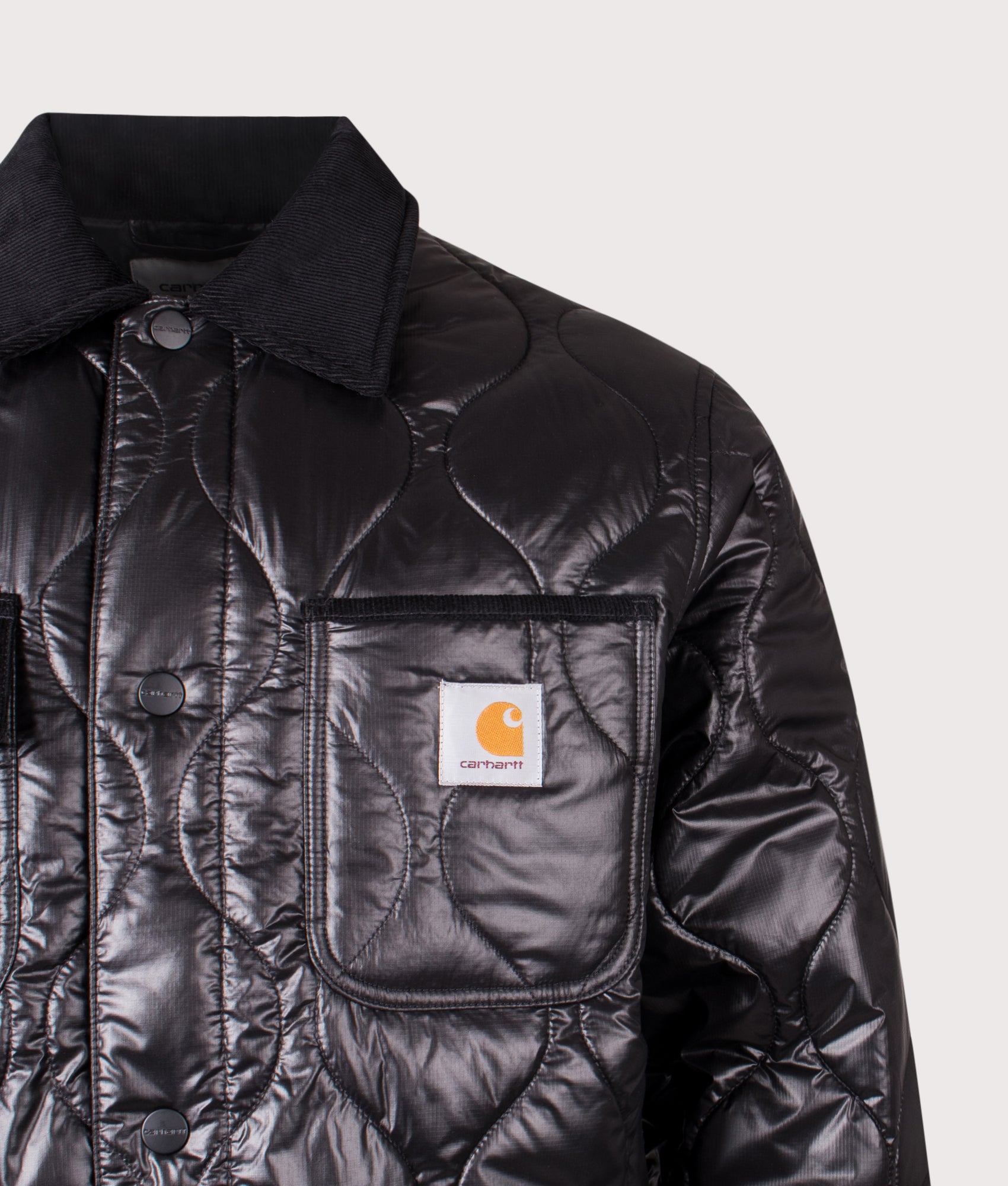 Oscar Chore Liner in Black | Carhartt WIP | EQVVS | Front detail shot 