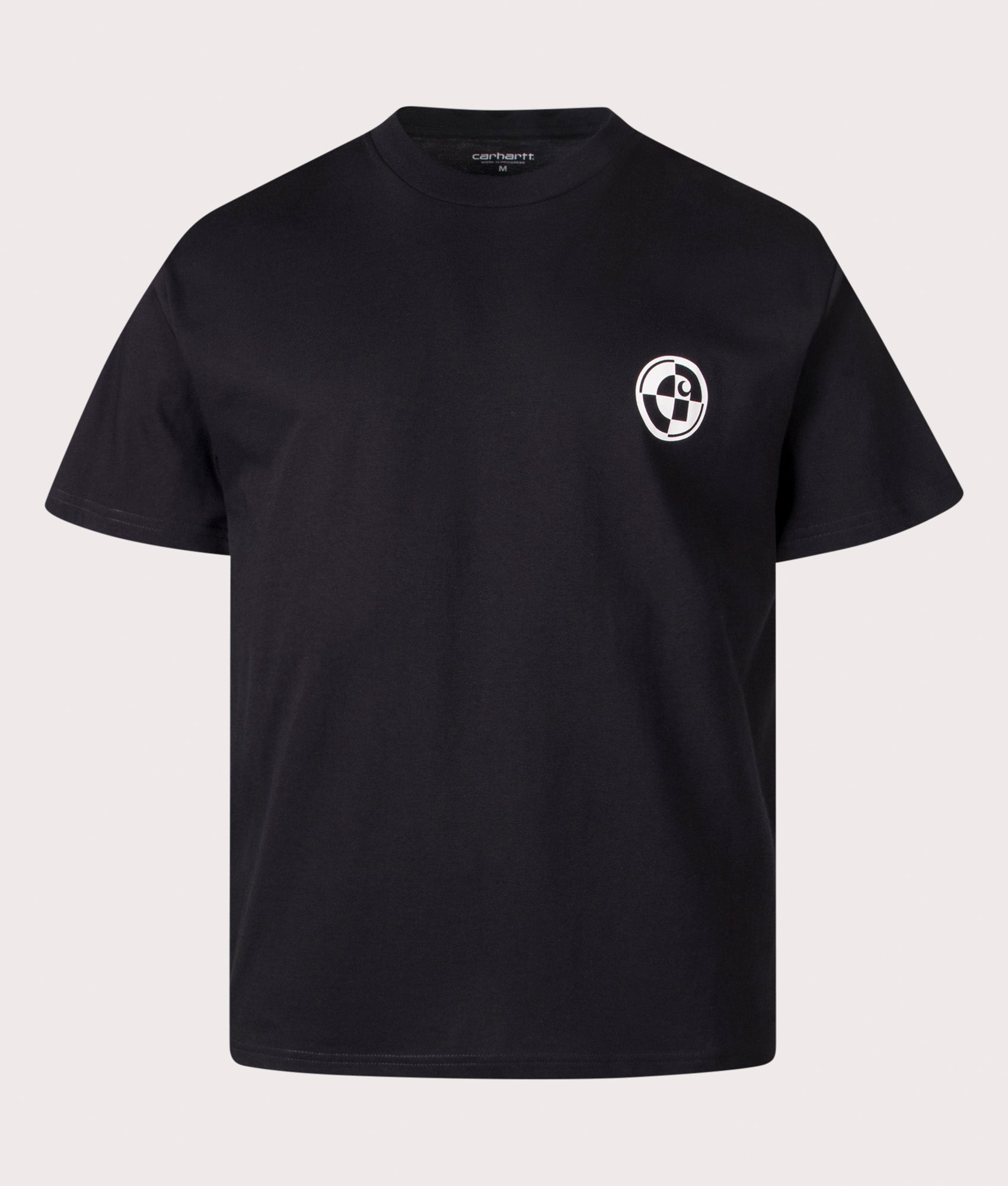 Carhartt WIP Loose Fit C Logo Archive T-Shirt in Black at EQVVS Menswear. Front shot.