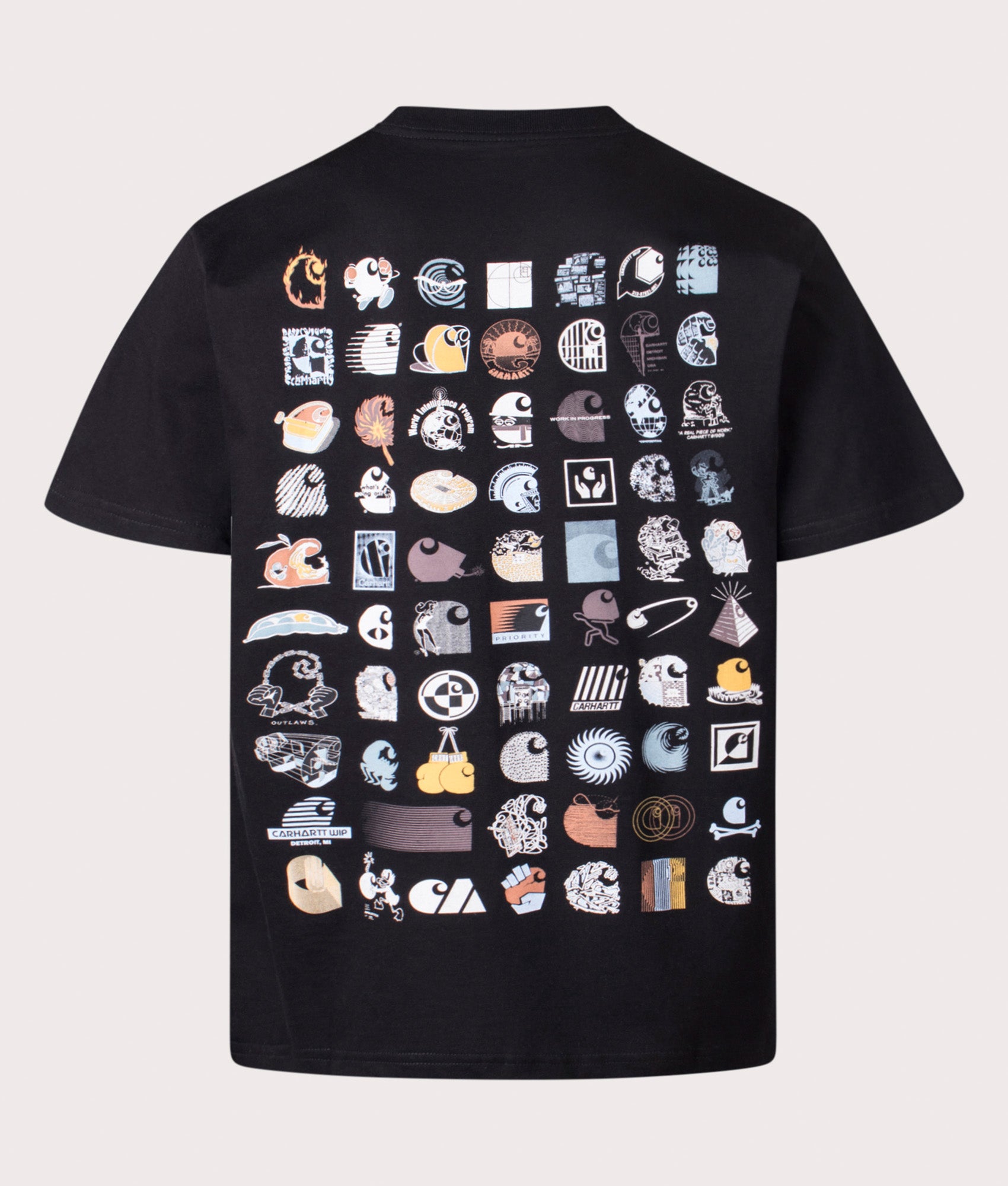 Carhartt WIP Loose Fit C Logo Archive T-Shirt in Black at EQVVS Menswear. Back shot.
