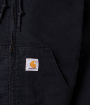 Relaxed Fit OG Active Jacket in Black. 100% Cotton | Carhartt WIP | EQVVS | Front detail shot 