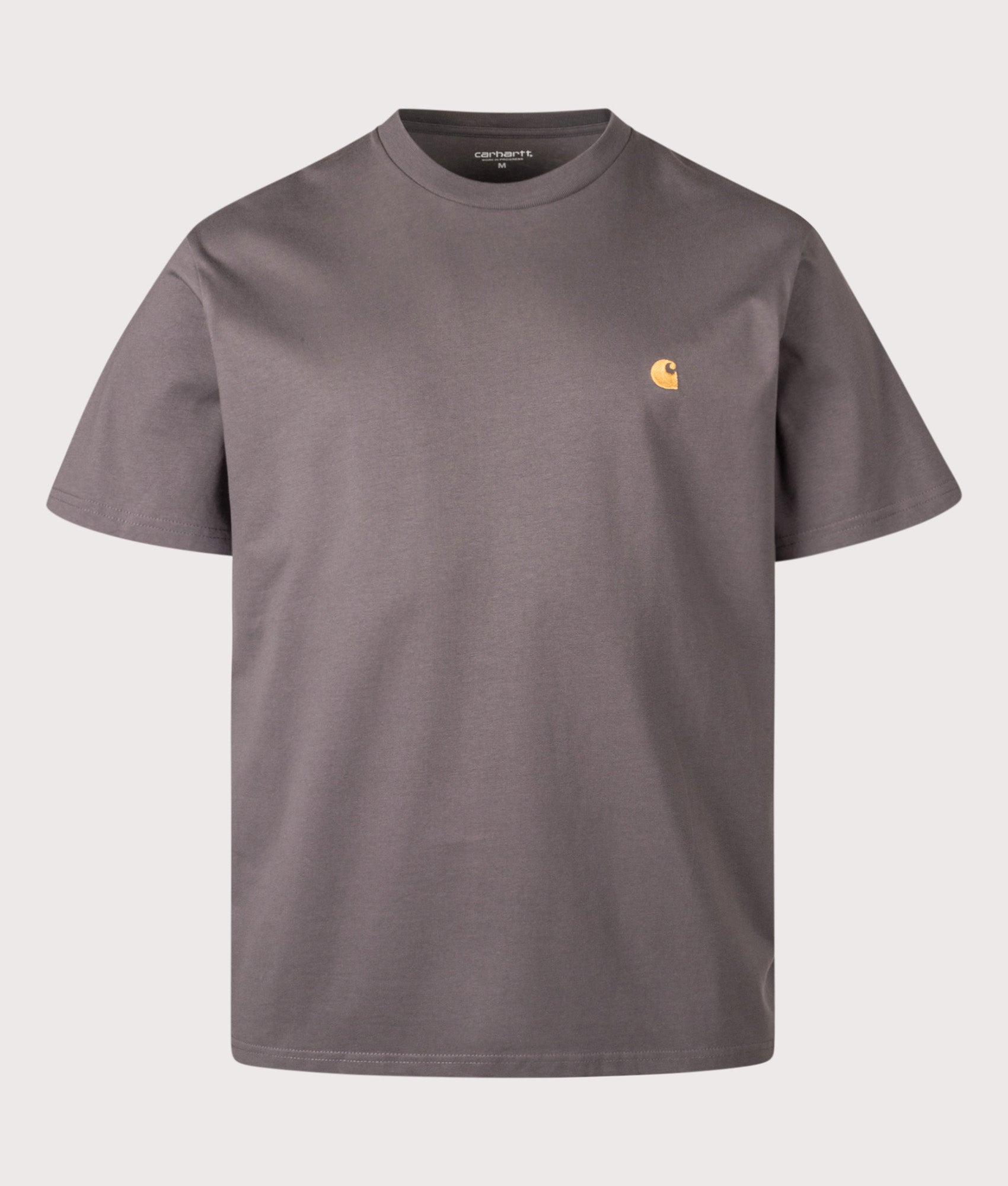 Carhartt WIP Loose Fit Chase T-Shirt in Porphyry/Gold at EQVVS Menswear. Front shot.