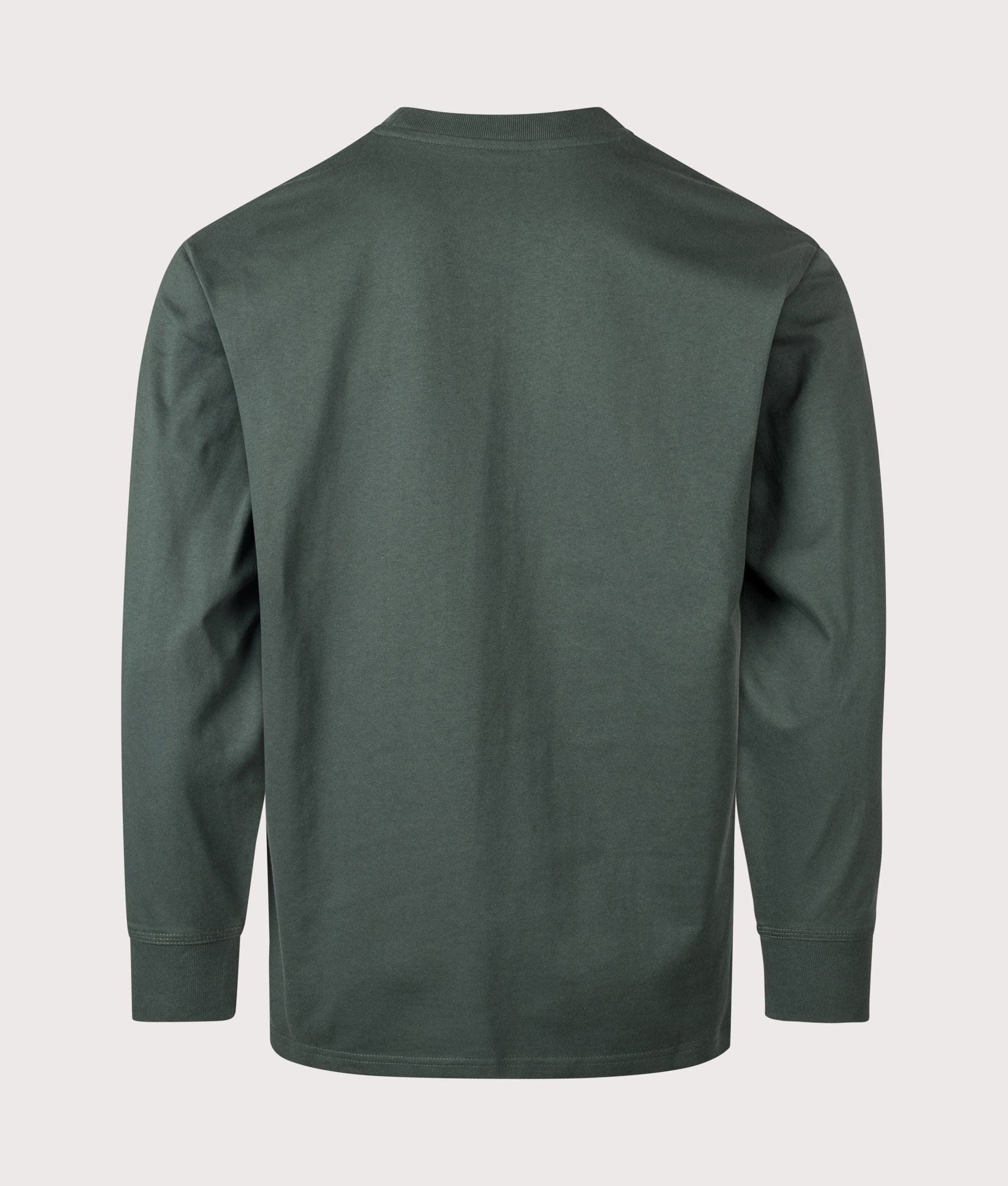 Relaxed Fit American Script Long Sleeve T-Shirt in Kale Green | Carhartt WIP | EQVVS | Back shot 