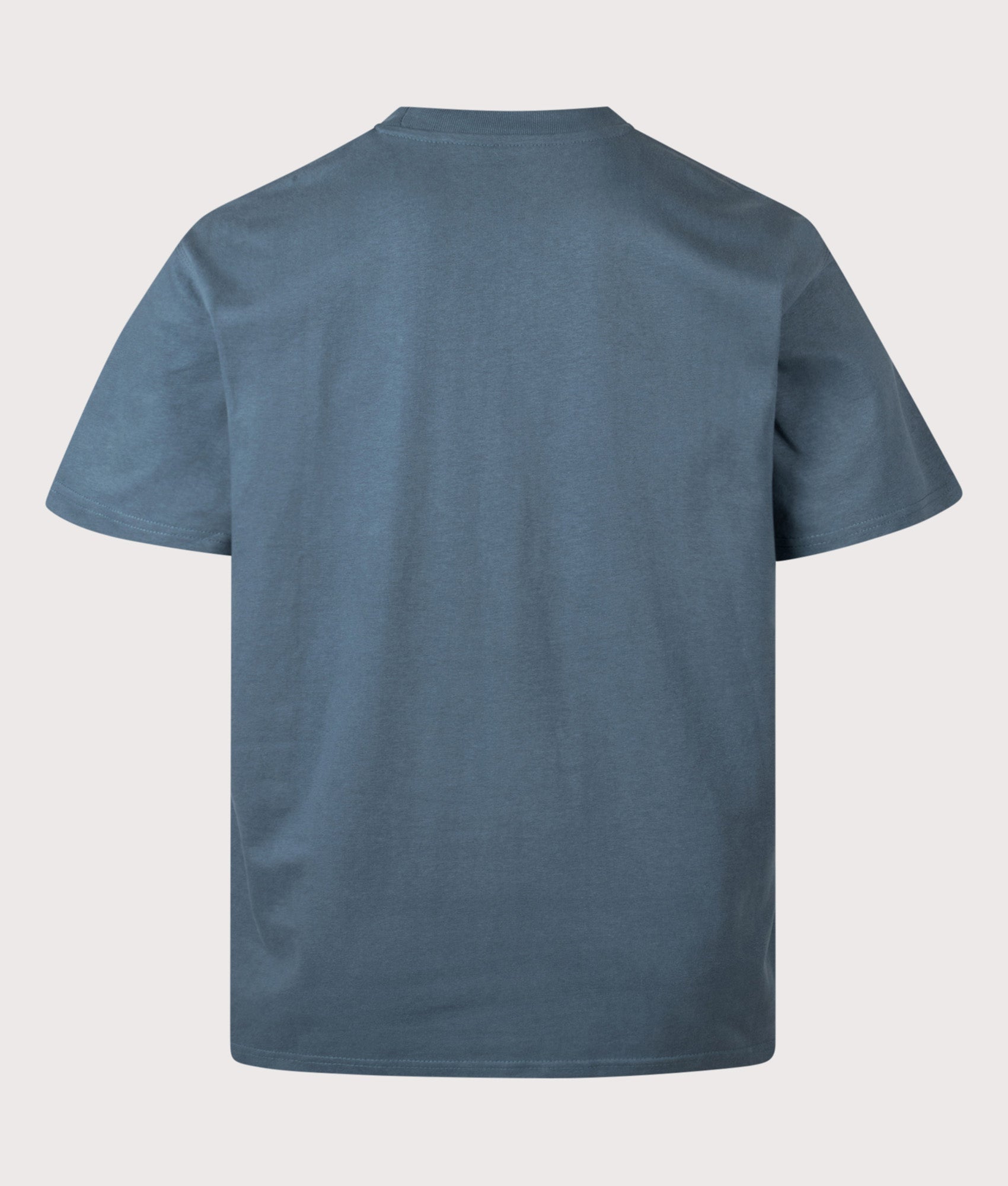 Carhartt WIP Loose Fit American Script T-Shirt in Office Blue at EQVVS Menswear. Back shot.