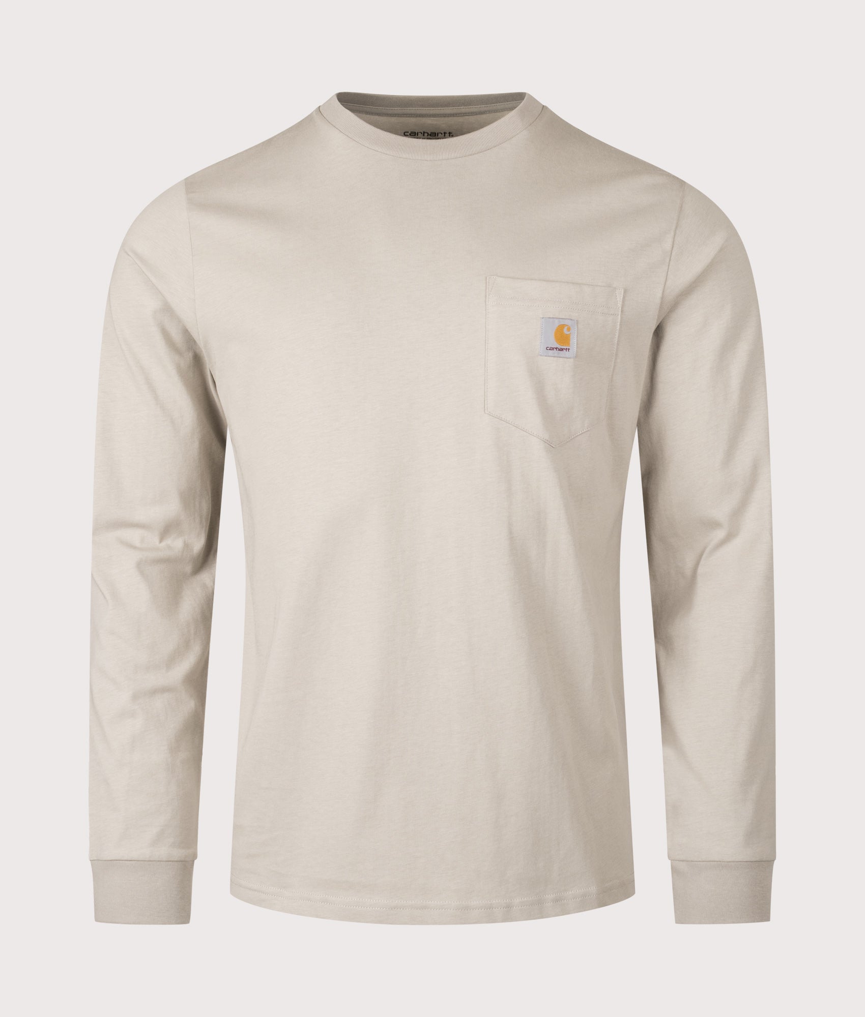Carhartt WIP Pocket Long Sleeve T-Shirt in Puddle at EQVVS Menswear. Front shot.