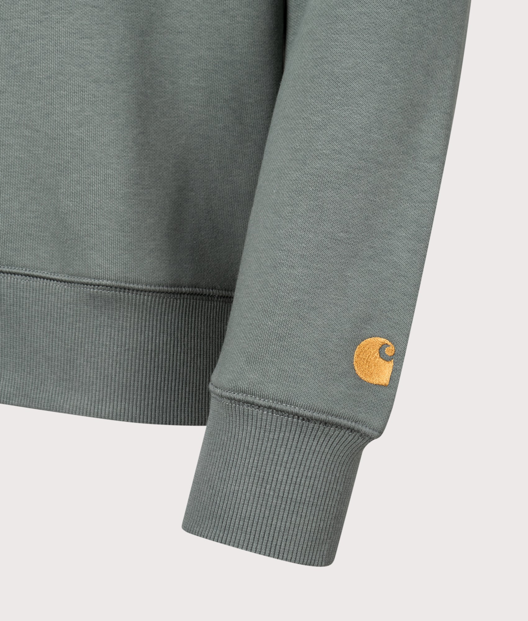 Chase Sweatshirt in Velvet Green/Gold | Carhartt WIP | EQVVS | Front detail shot 