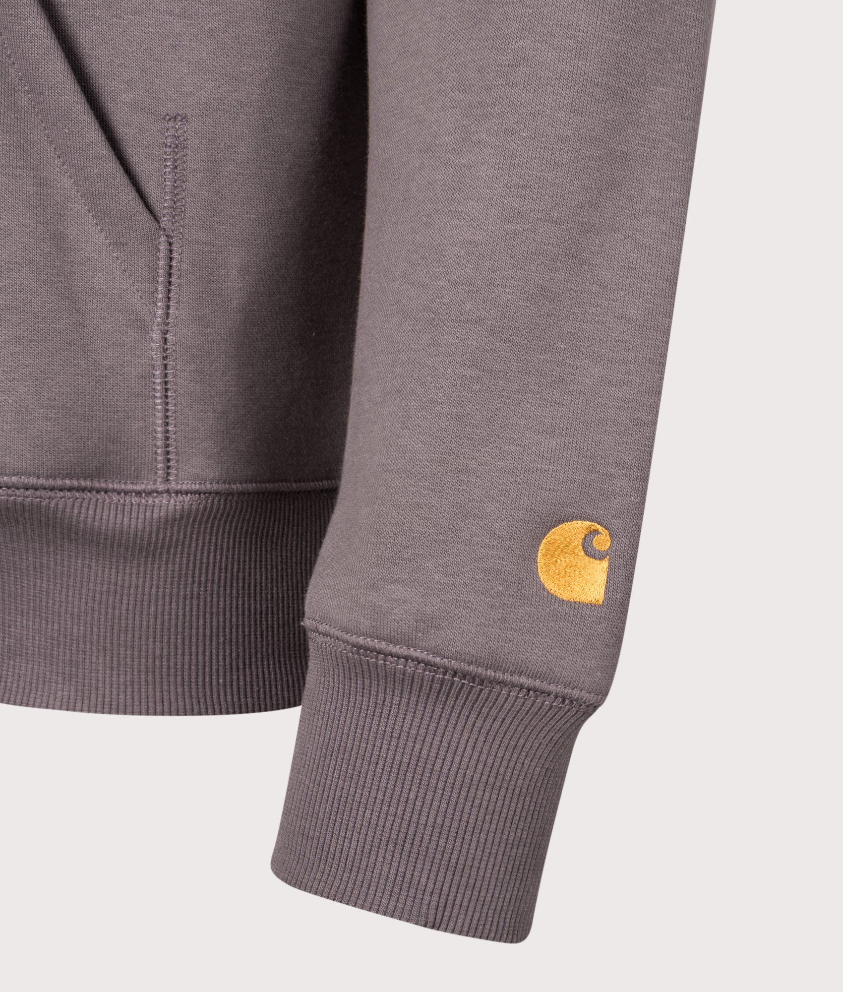 Chase Hoodie in Porphyry/Gold | Carhartt WIP | EQVVS | Front detail shot 