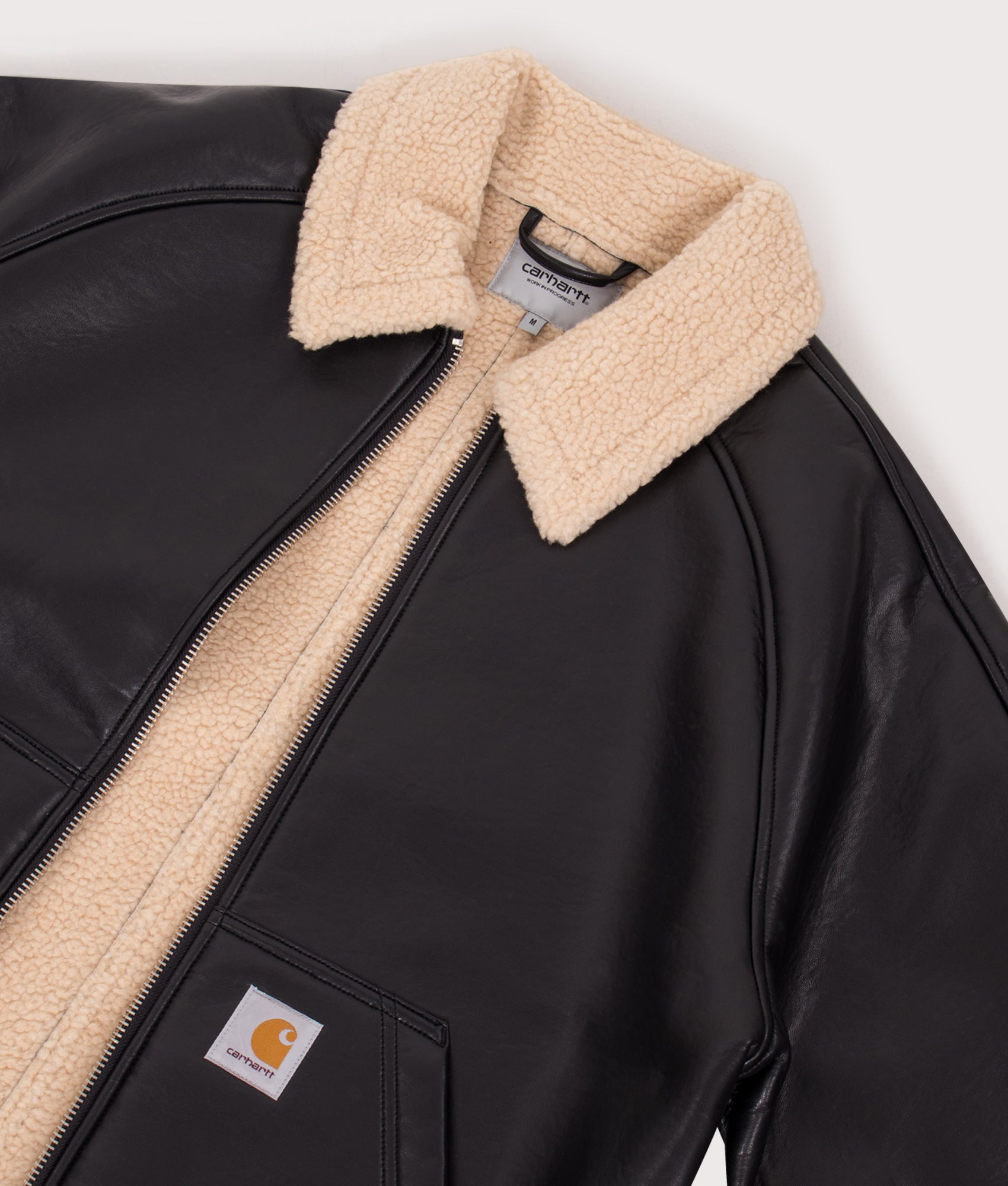 Shepton Jacket in Black/Natural | Carhartt WIP | EQVVS | Front detail shot 