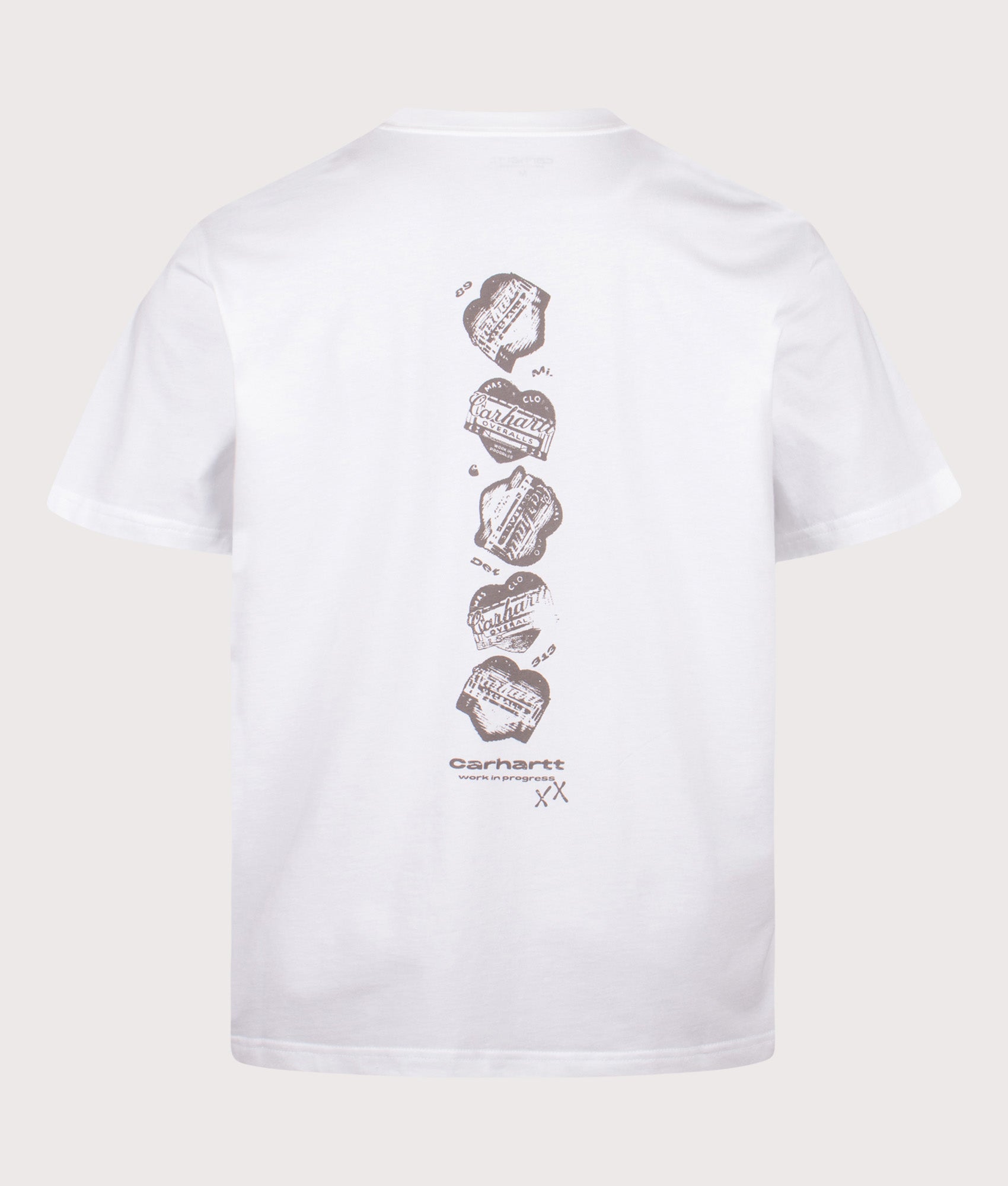 Carhartt WIP Loose Fit Garble T-Shirt in White at EQVVS Menswear. Back shot.