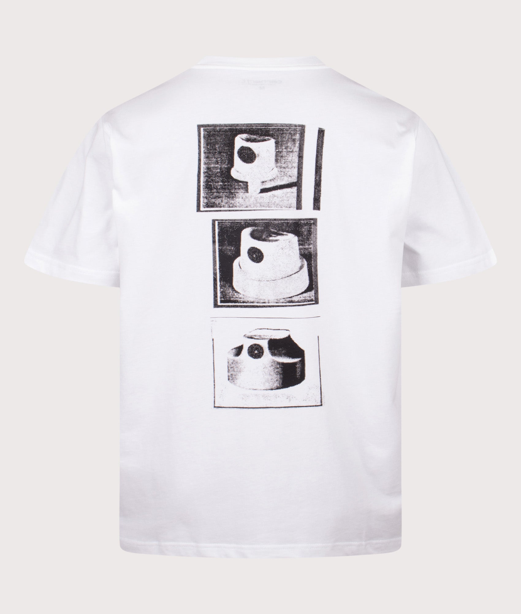 Carhartt WIP Loose Fit Caps T-Shirt in White at EQVVS Menswear. Back shot.