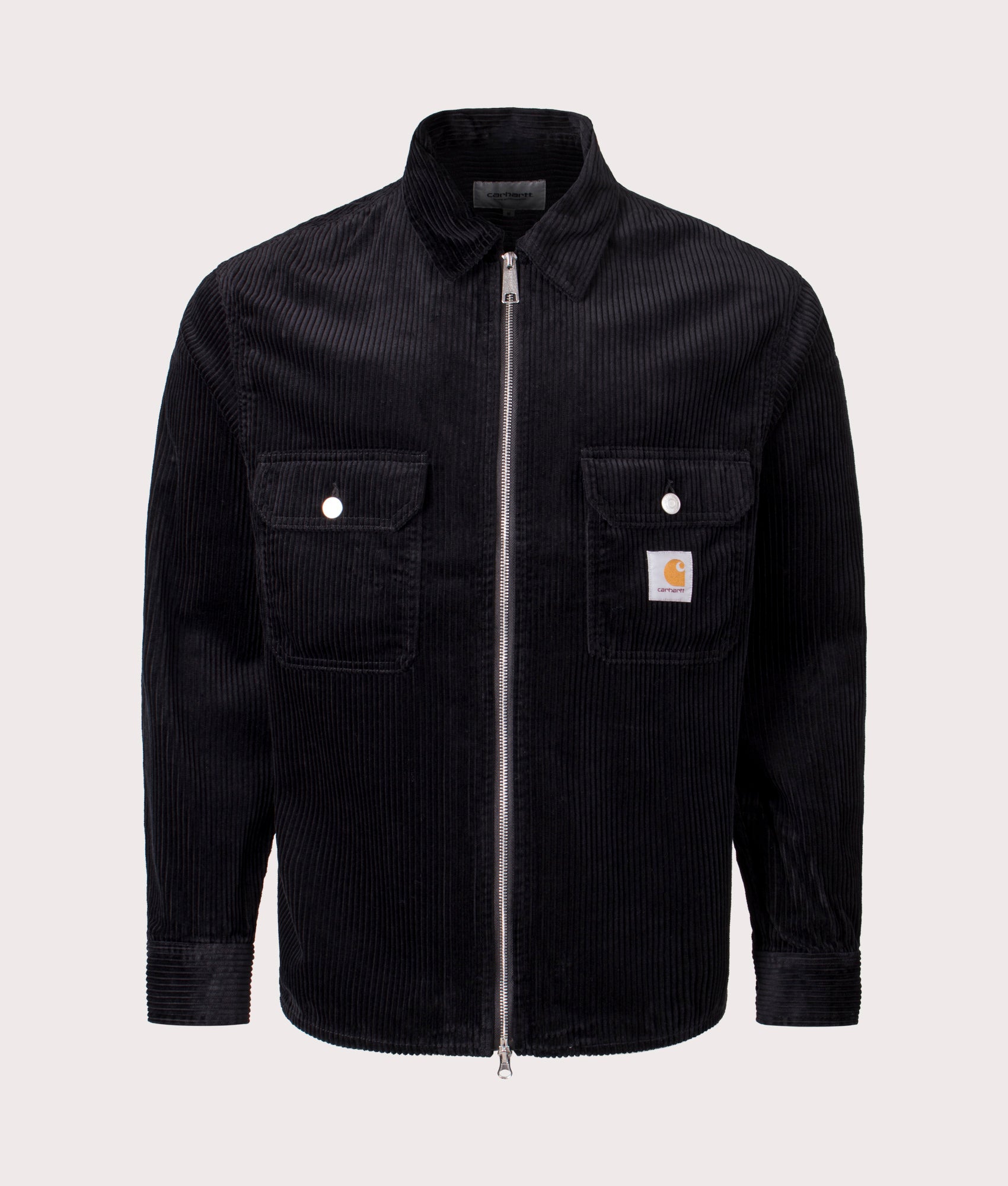 Reynold Overshirt by Carhartt WIP in Black. Shot by EQVVS. Front shot.