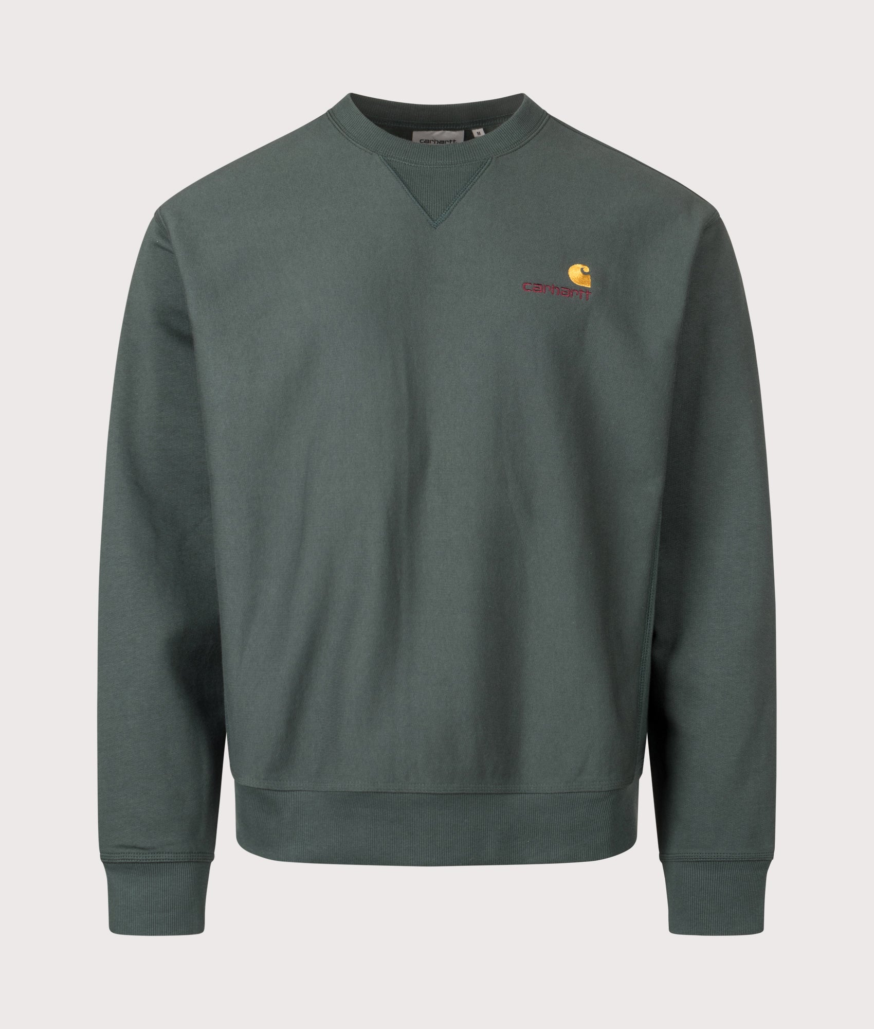 Relaxed Fit American Script Sweatshirt in Kale Green | Carhartt WIP | EQVVS | Front shot 