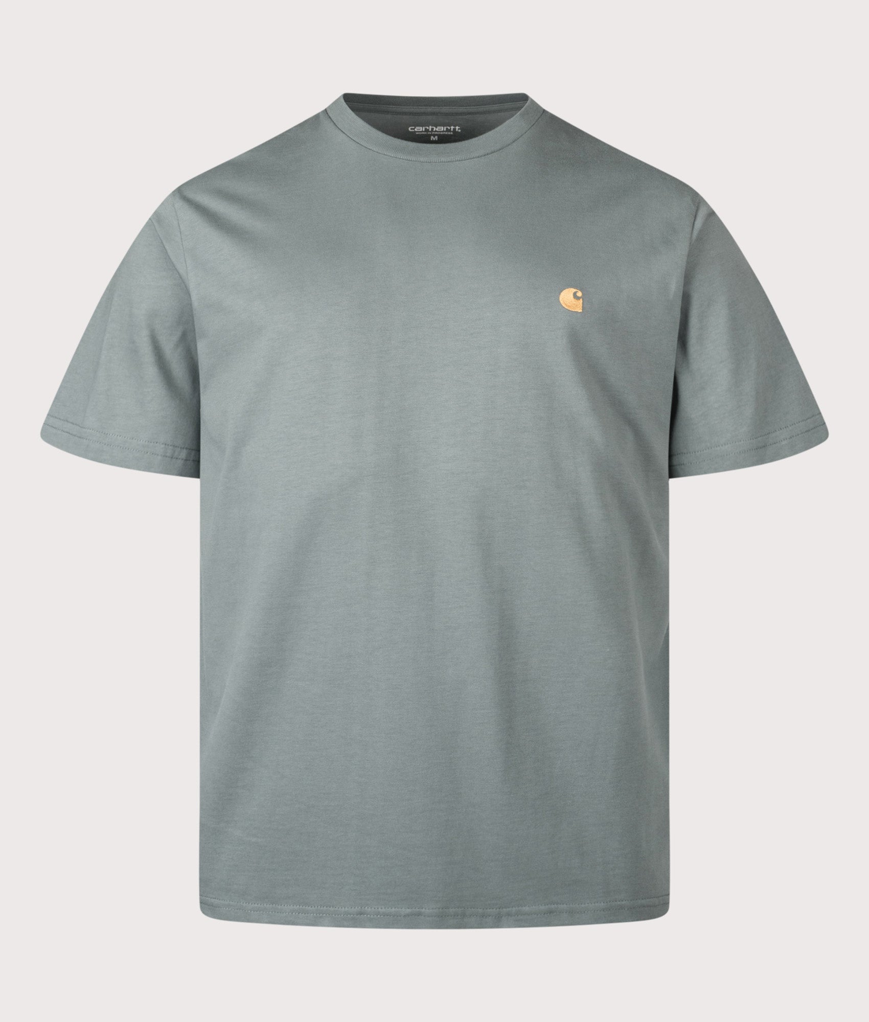 Carhartt WIP Loose Fit Chase T-Shirt in Velvet Green/Gold at EQVVS Menswear. Front shot.