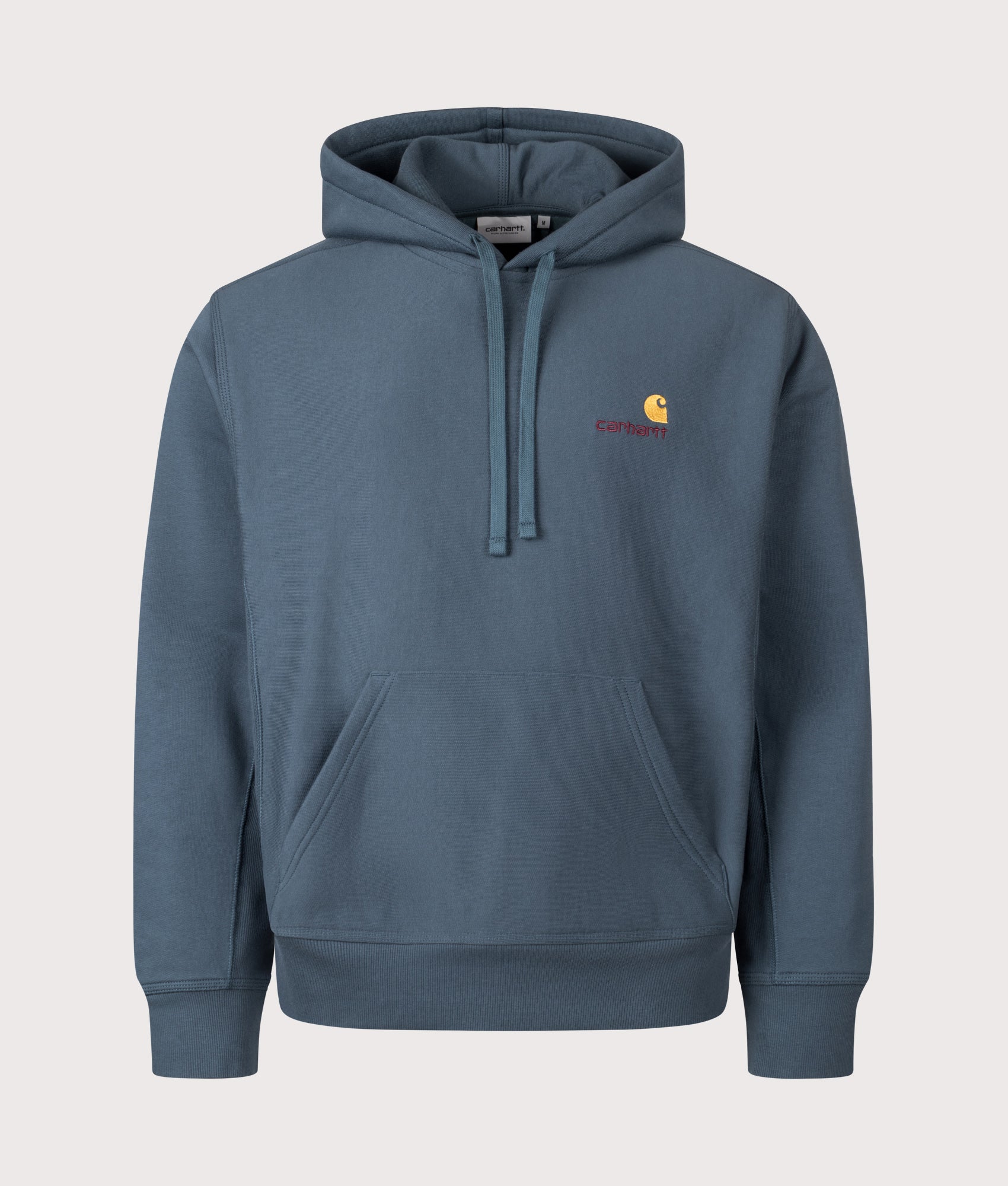 Relaxed Fit American Script Hoodie in Office Blue | Carhartt WIP | EQVVS | Front shot 