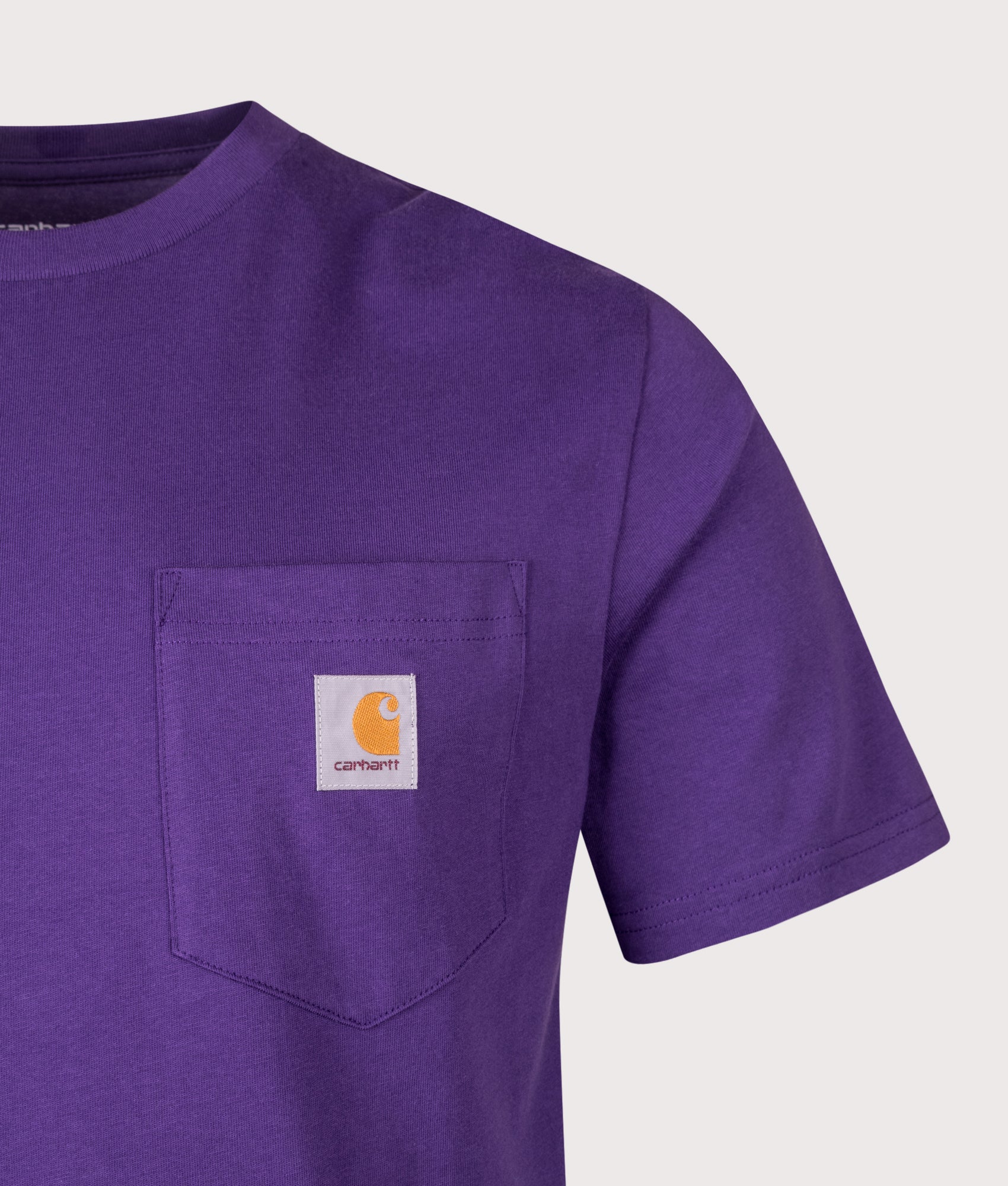 Carhartt WIP Pocket T-Shirt in Calla at EQVVS Menswear. Detail shot.