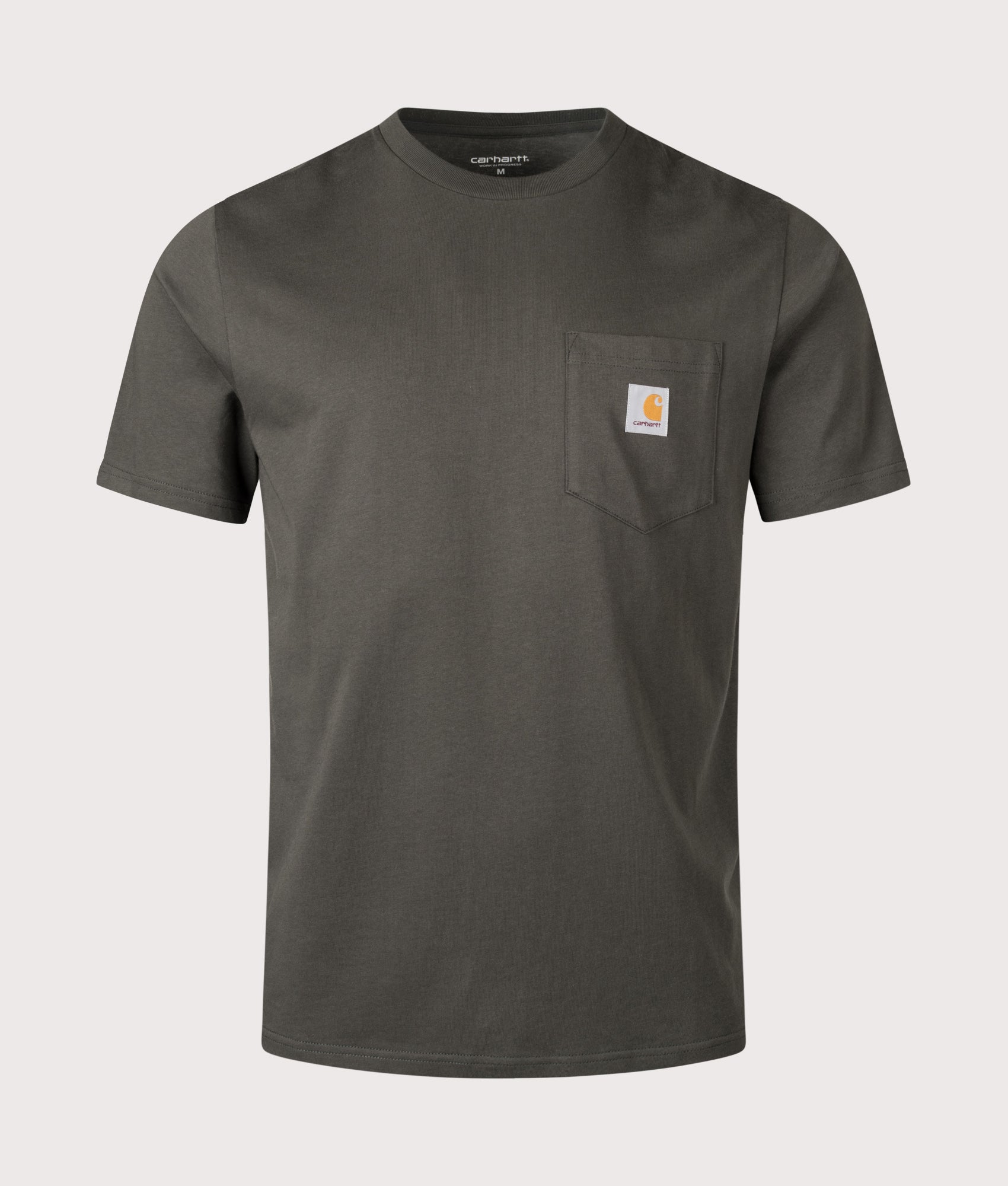 Carhartt WIP Pocket T-Shirt in Oxide Green at EQVVS Menswear. Front shot.