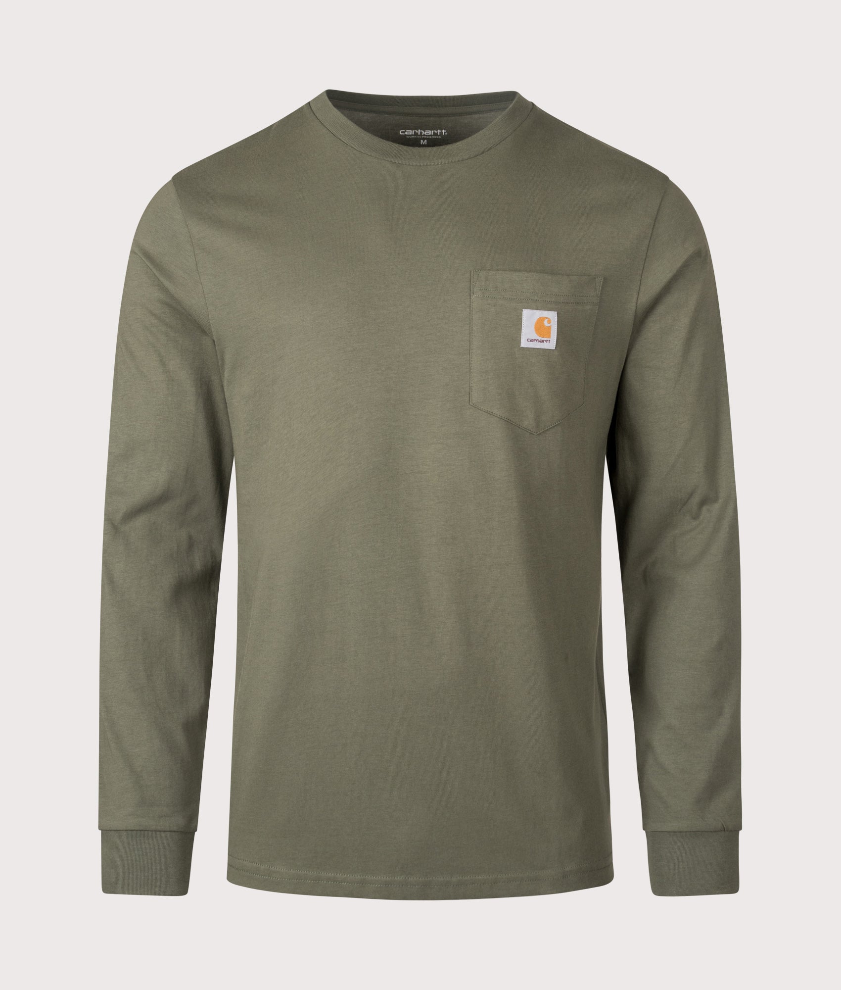 Pocket Long Sleeve T-Shirt in Leaf | 100% Cotton | Carhartt WIP | EQVVS | Front shot 