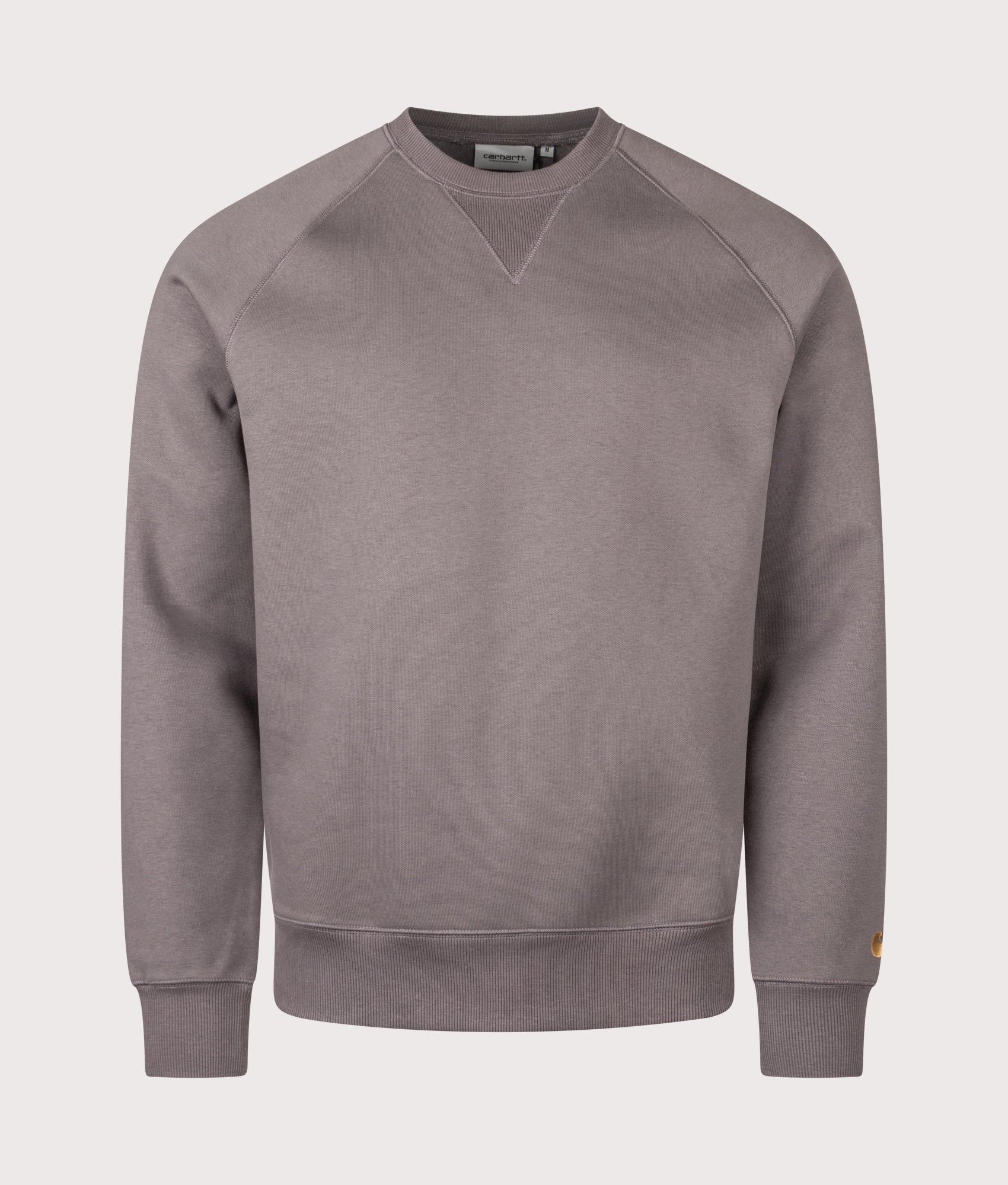 Carhartt WIP Chase Sweatshirt in Porphyry and Gold at EQVVS Menswear. Front shot.