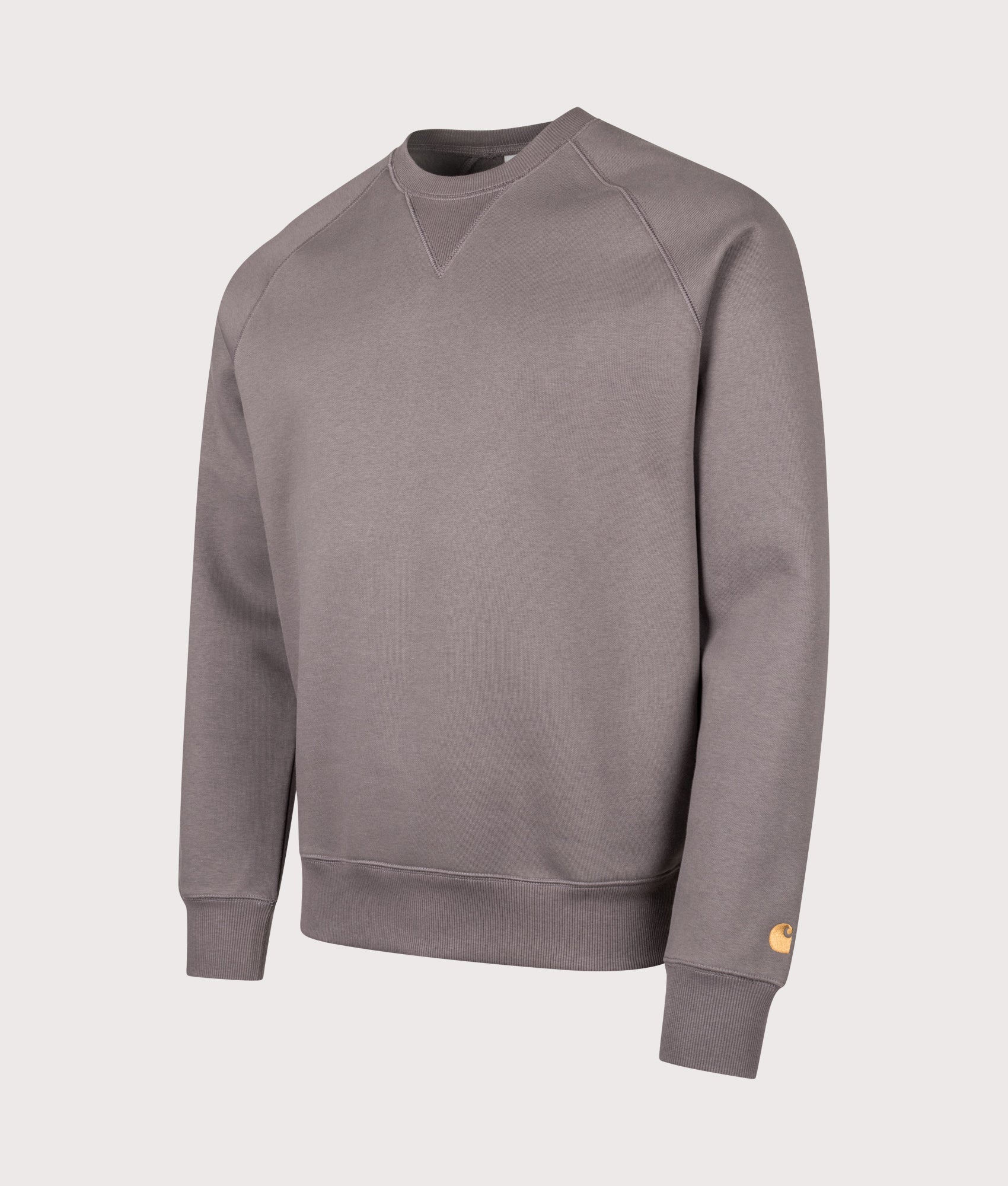 Carhartt WIP Chase Sweatshirt in Porphyry and Gold at EQVVS Menswear. Angled front shot.