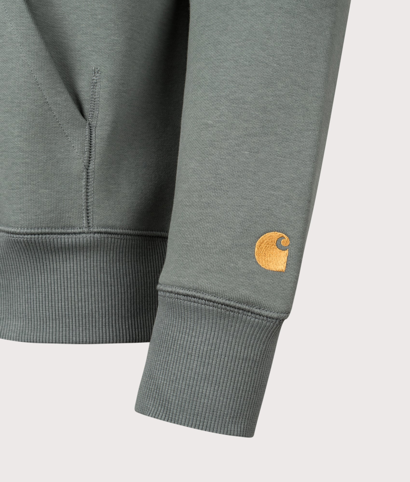 Chase Hoodie in Velvet Green/Gold | Carhartt WIP | EQVVS | Front detail shot 