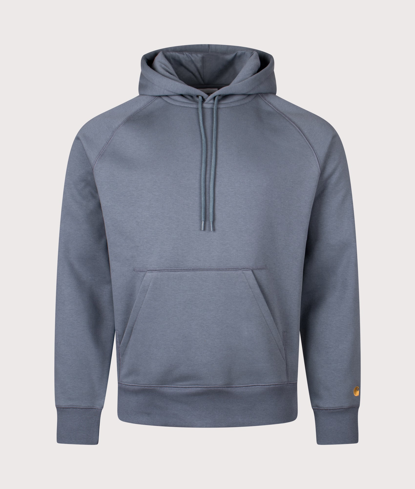 Carhartt WIP Chase Hoodie in Cozy Blue and Gold at EQVVS Menswear. Front shot.