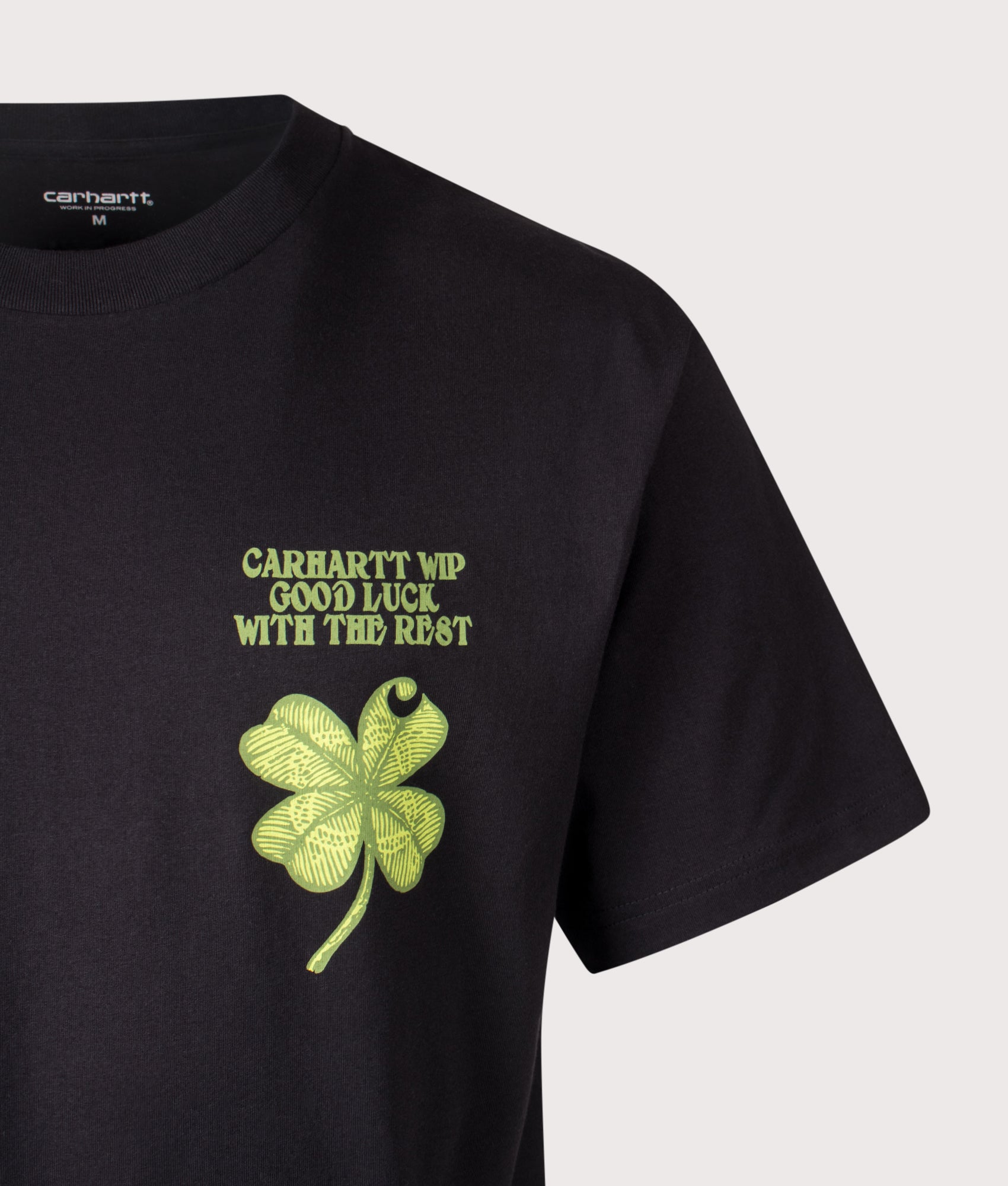 Relaxed Fit Clover T-Shirt in Black | Carhartt WIP | EQVVS | Front detail shot 