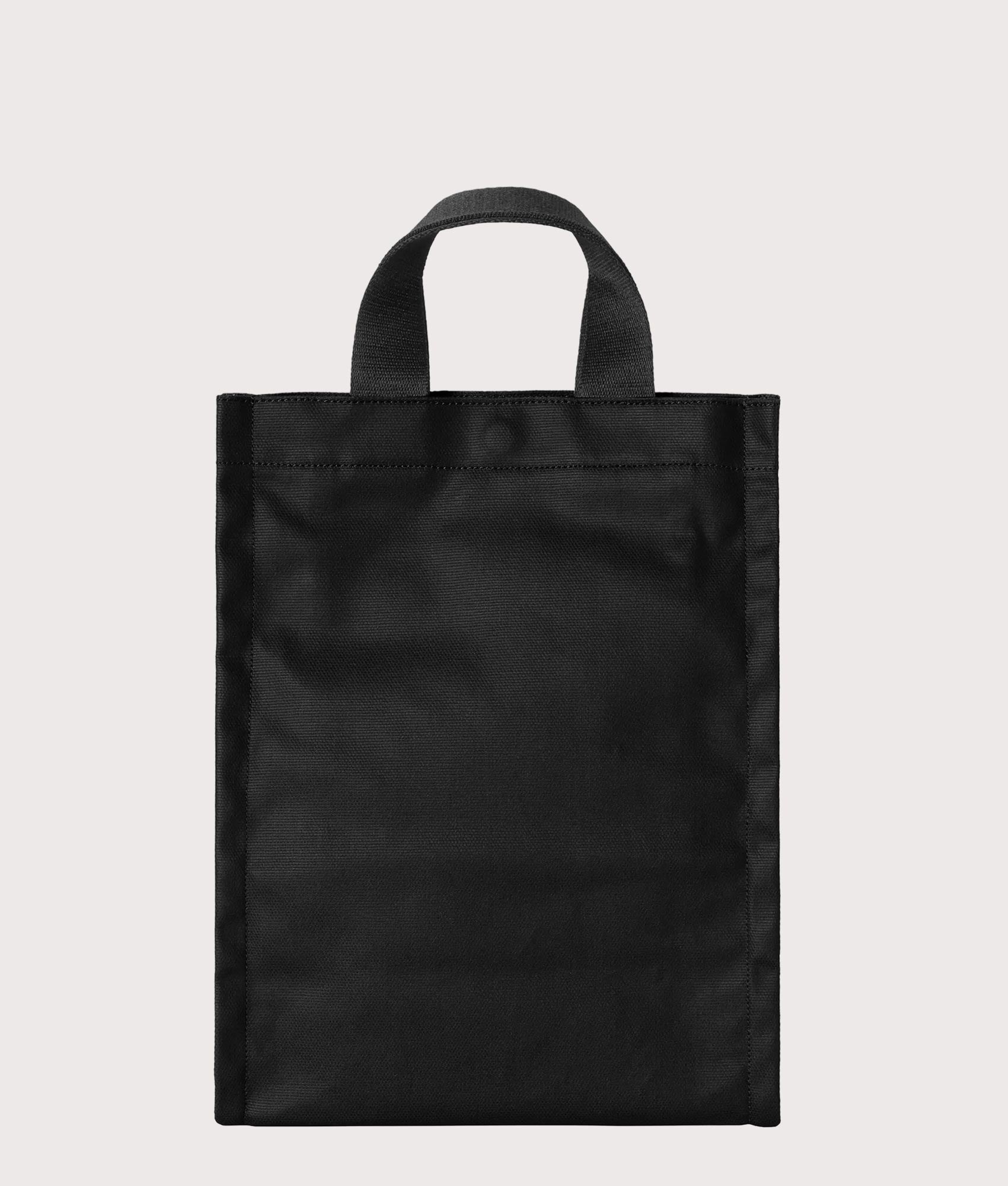 Carhartt WIP Shopping Bag in Black and White at EQVVS Menswear. Back shot.