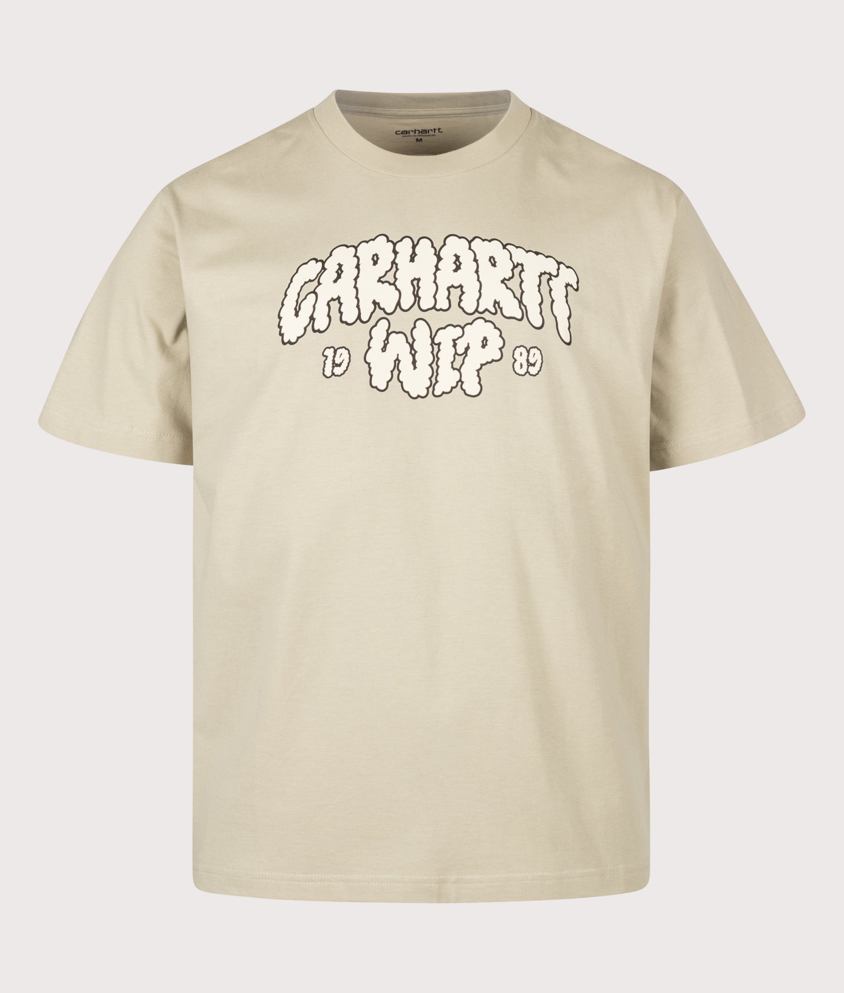 Carhartt WIP Loose Fit Cloud Script T-Shirt in Barchan at EQVVS Menswear. Front shot.