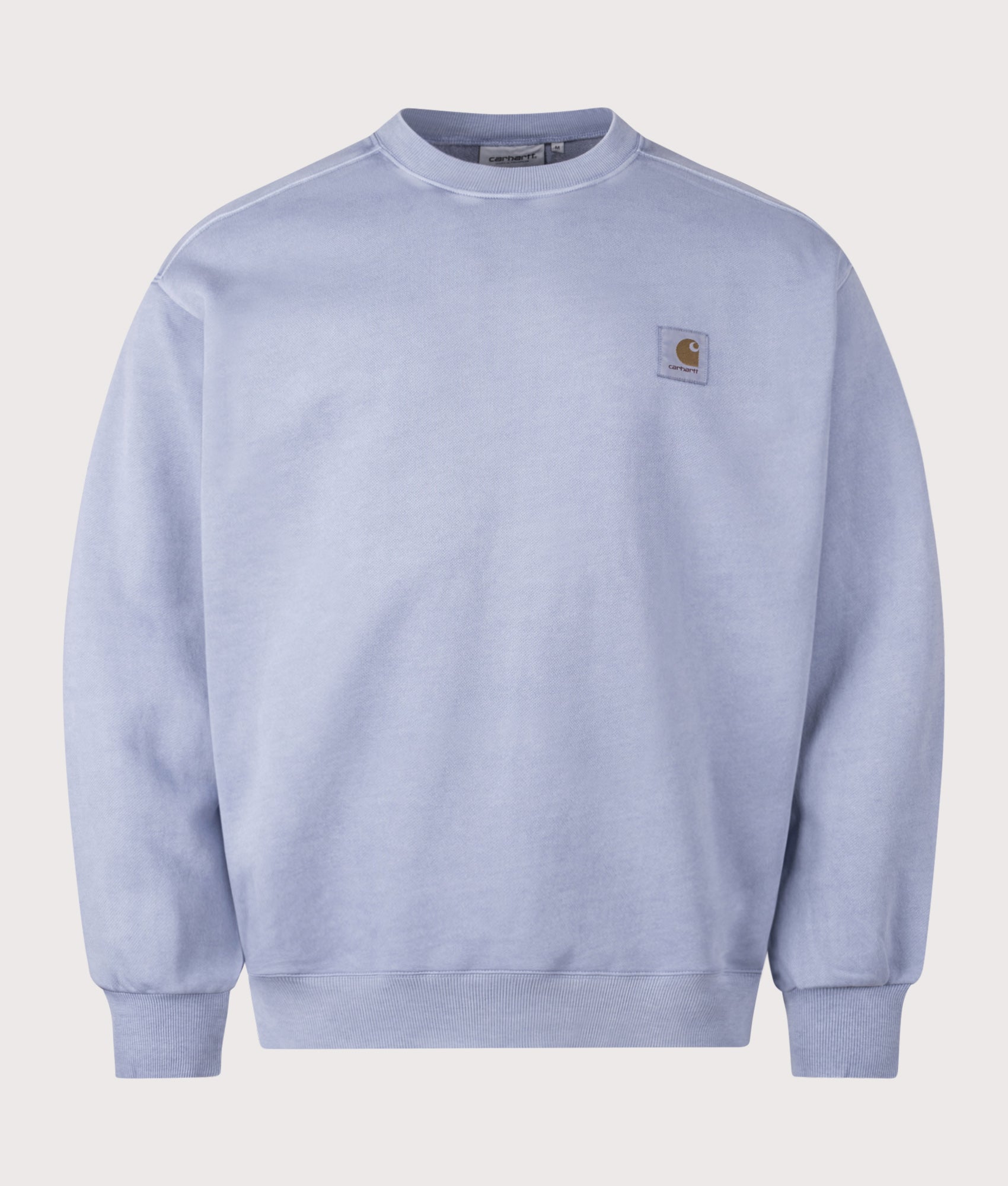 Carhartt WIP Oversized Nelson Sweatshirt in Gentle Blue at EQVVS Menswear. Front shot.