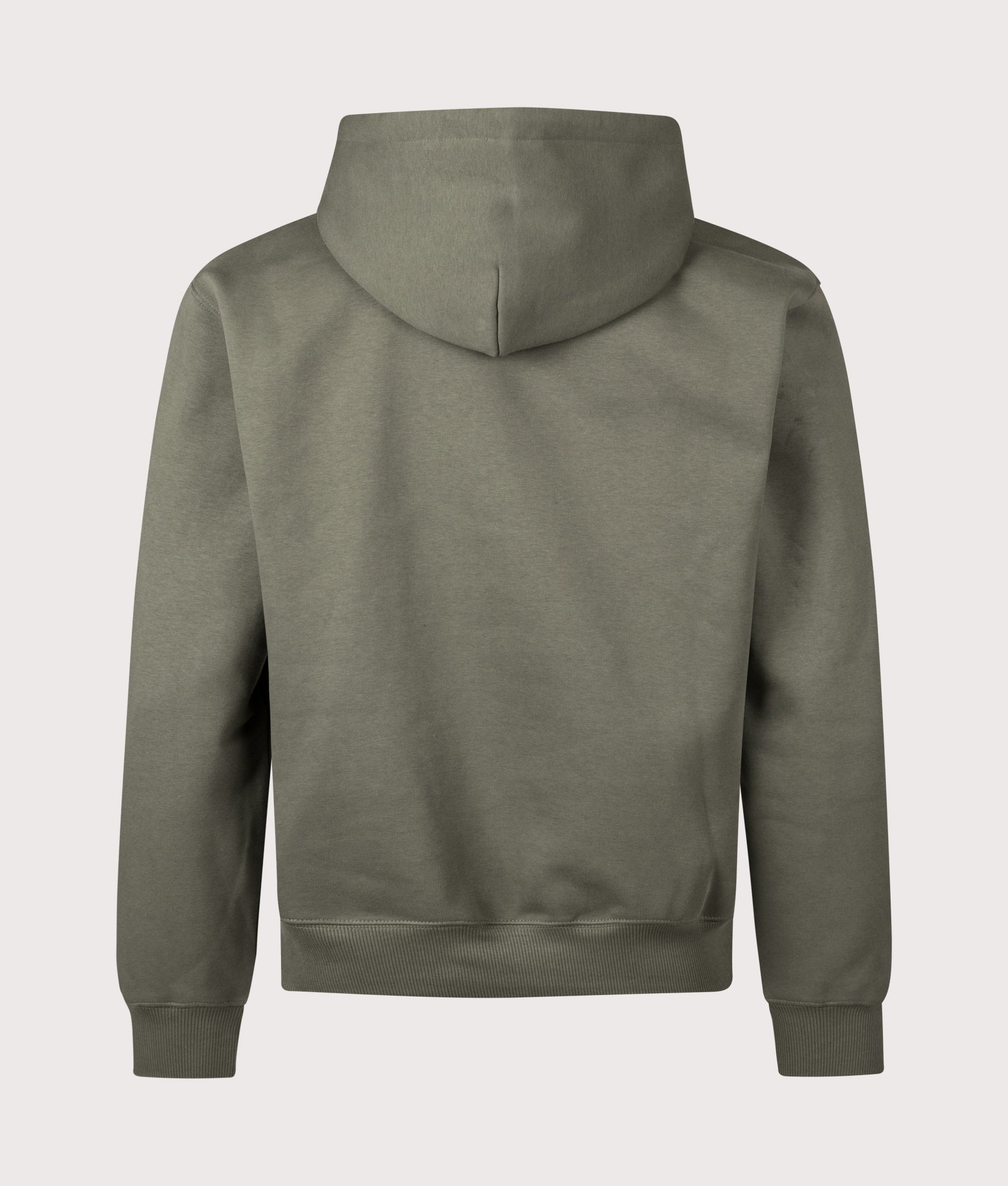 Carhartt WIP Relaxed Fit Carhartt Hoodie in Leaf and Tourmaline at EQVVS Menswear. Back shot.