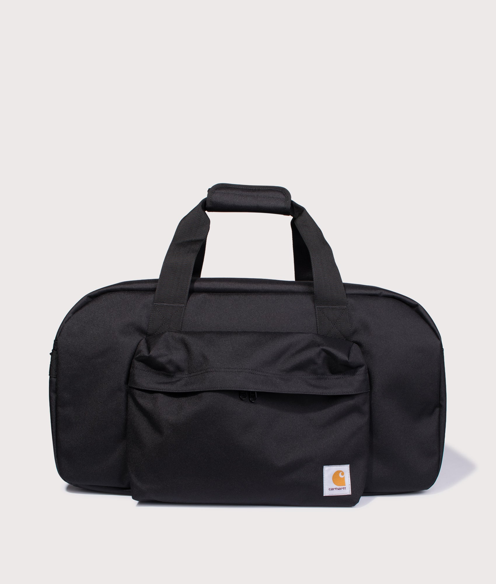 Carhartt WIP Duffle Bag in Black at EQVVS Menswear. Front shot.