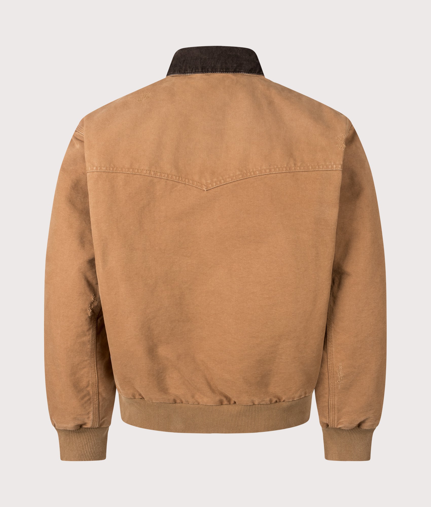 Carhartt WIP OG Santa Fe Jacket in Hamilton Brown and Tobacco at EQVVS Menswear. Back shot.
