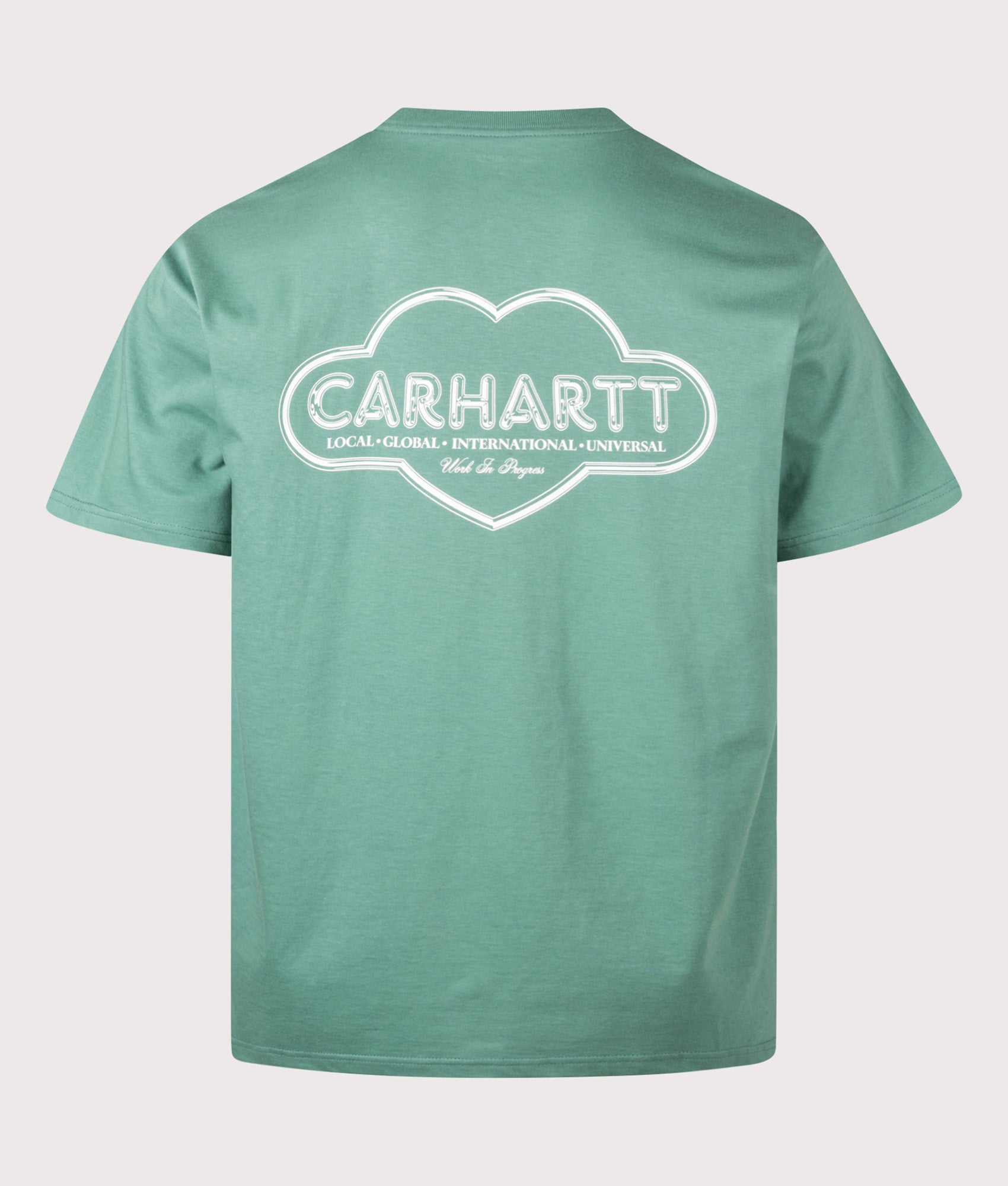 Carhartt WIP Loose Fit Cloud Heart T-Shirt in Lily at EQVVS Menswear. Back shot.