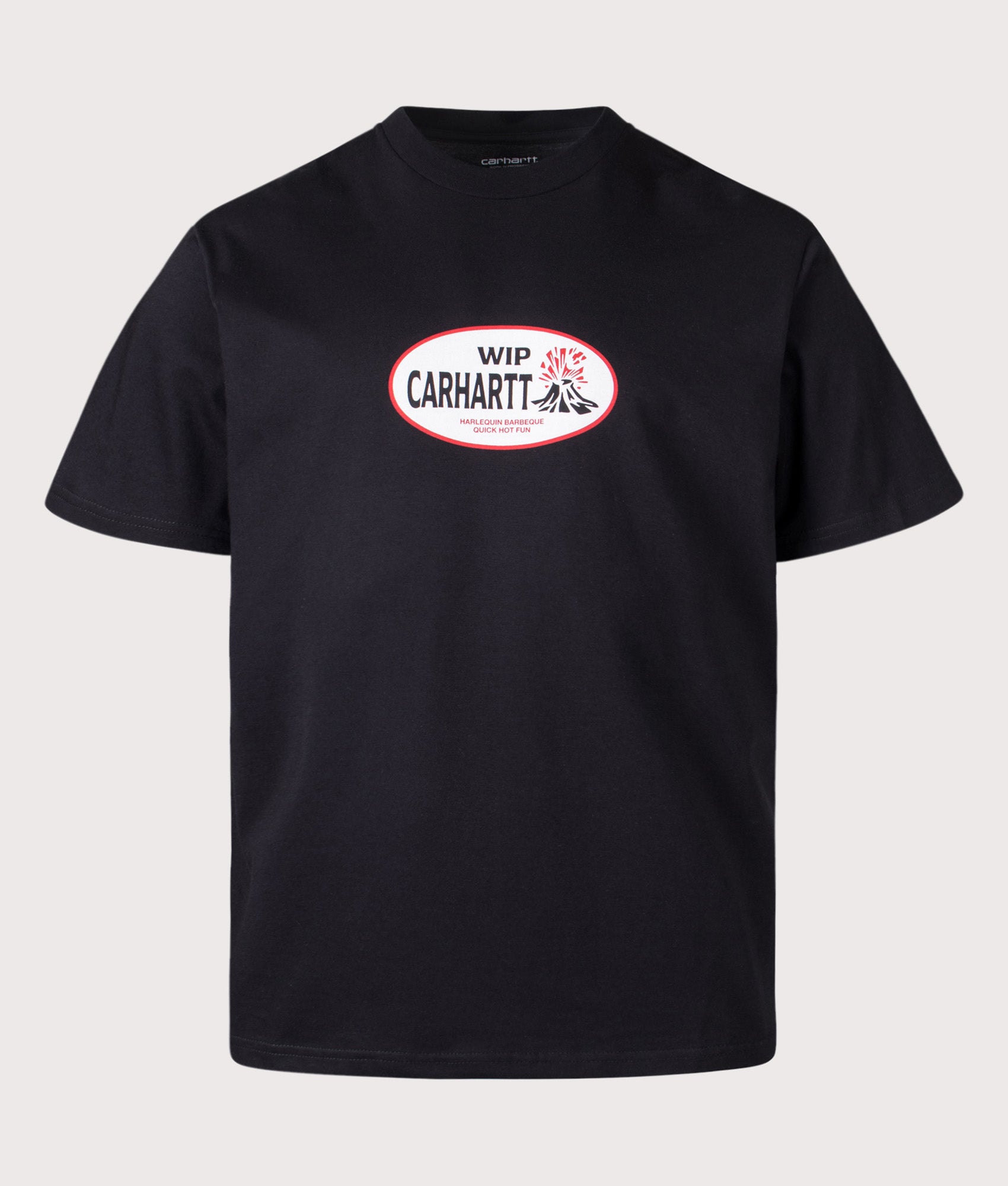 Carhartt WIP Loose Fit Harlequin BBQ T-Shirt in Black at EQVVS Menswear. Front shot.