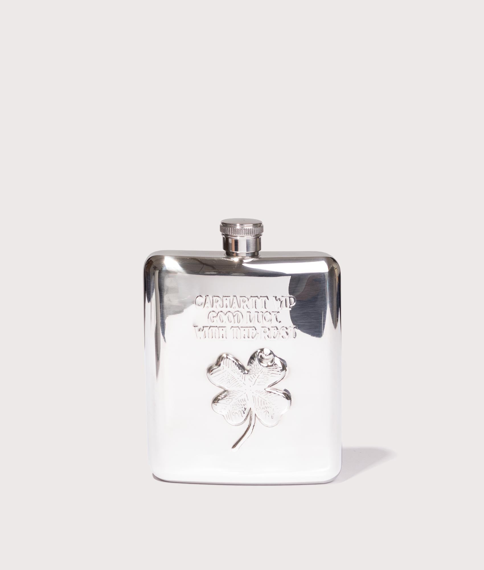 Clover Flask in Silver | Stainless Steel | Carhartt WIP | EQVVS | Front shot 