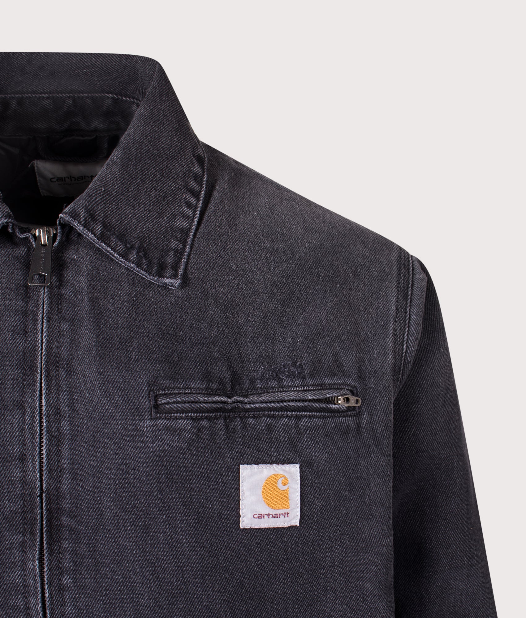 Relaxed Fit OG Detroit Jacket in Black | Carhartt WIP | EQVVS | Front detail shot 2